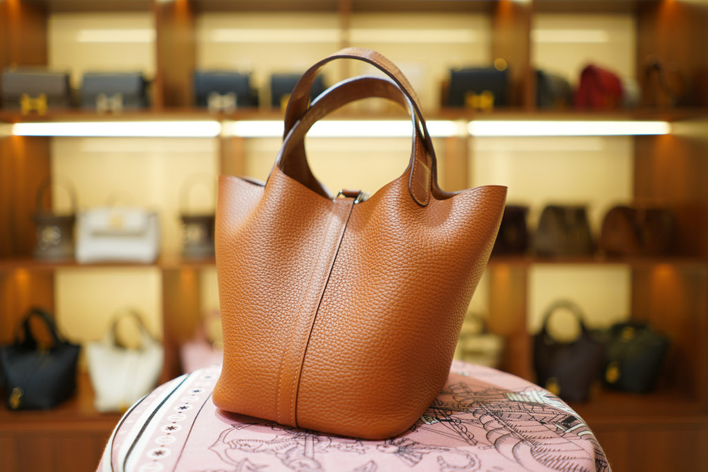 Hermès | Picotin Lock – Mittel – Togo – Braun – Silberne Hardware