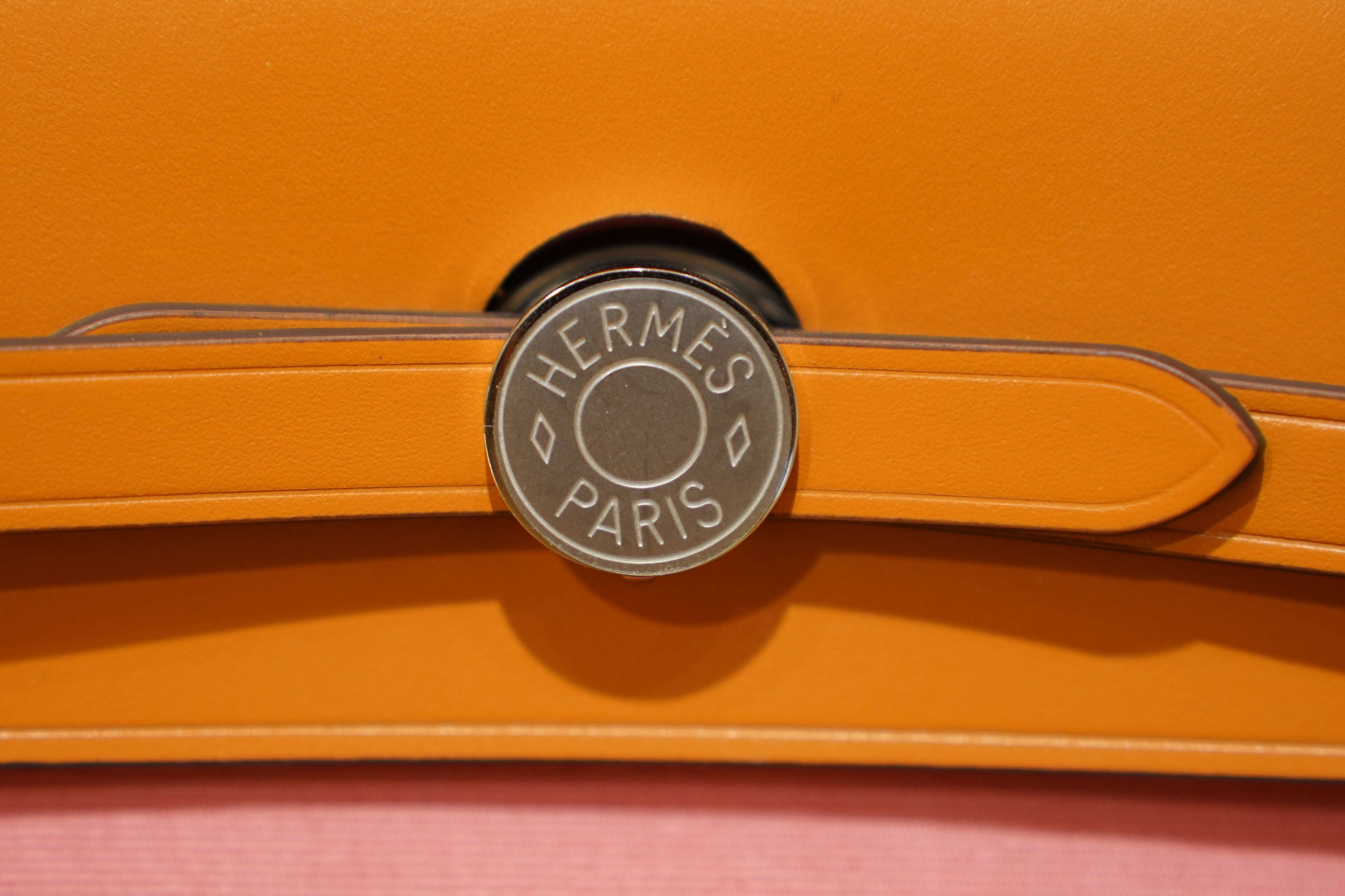Hermes | Herbag Medium – Canvas – Pink/Orange – Silver Hardware