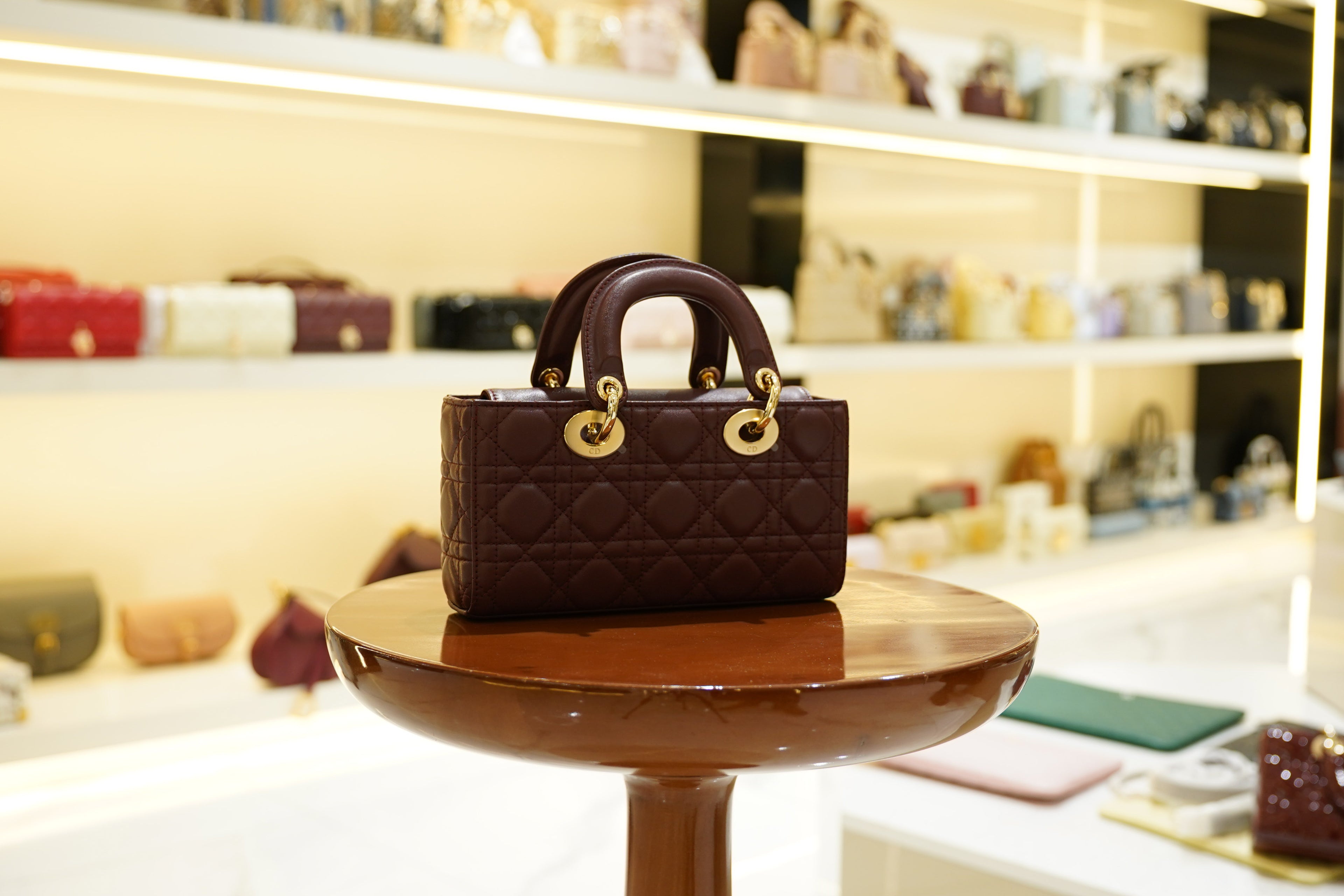 Dior | D-Joy Bag – Cannage Leather – Bordeaux – Gold Hardware