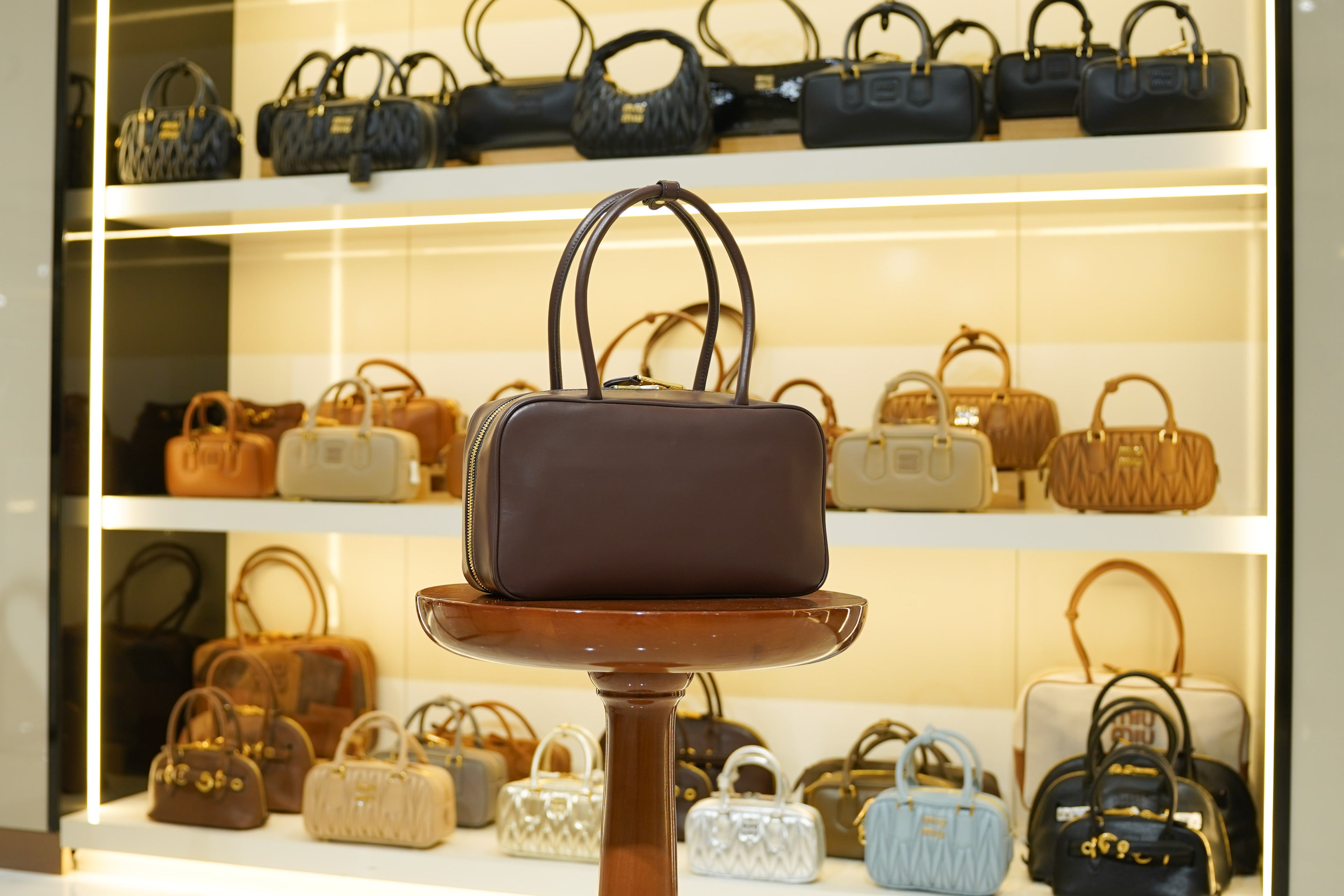 Miu Miu | Beau – Leather – Brown – Gold Hardware