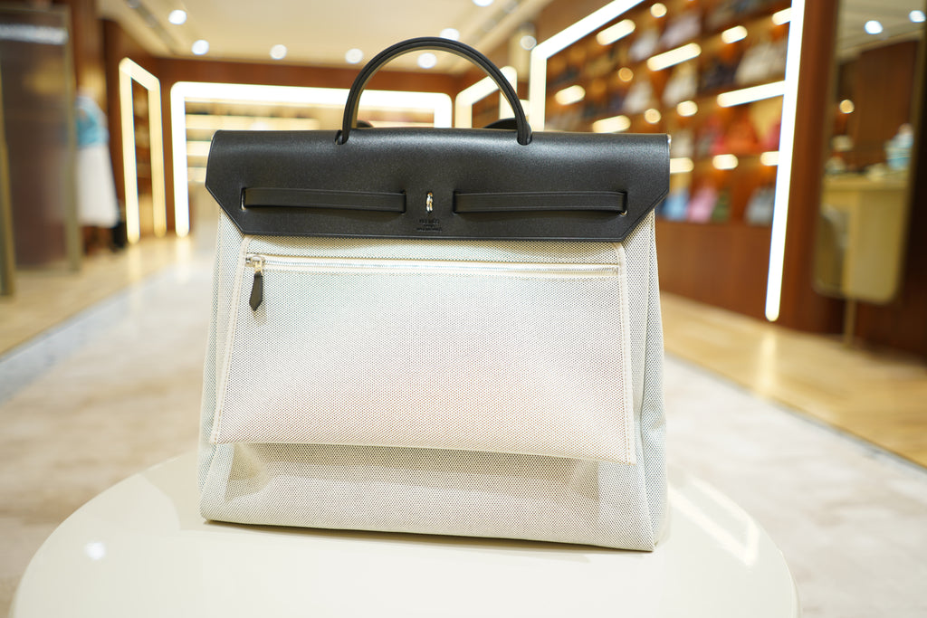 Hermes | Herbag Large – Canvas – Beige – Silver Hardware