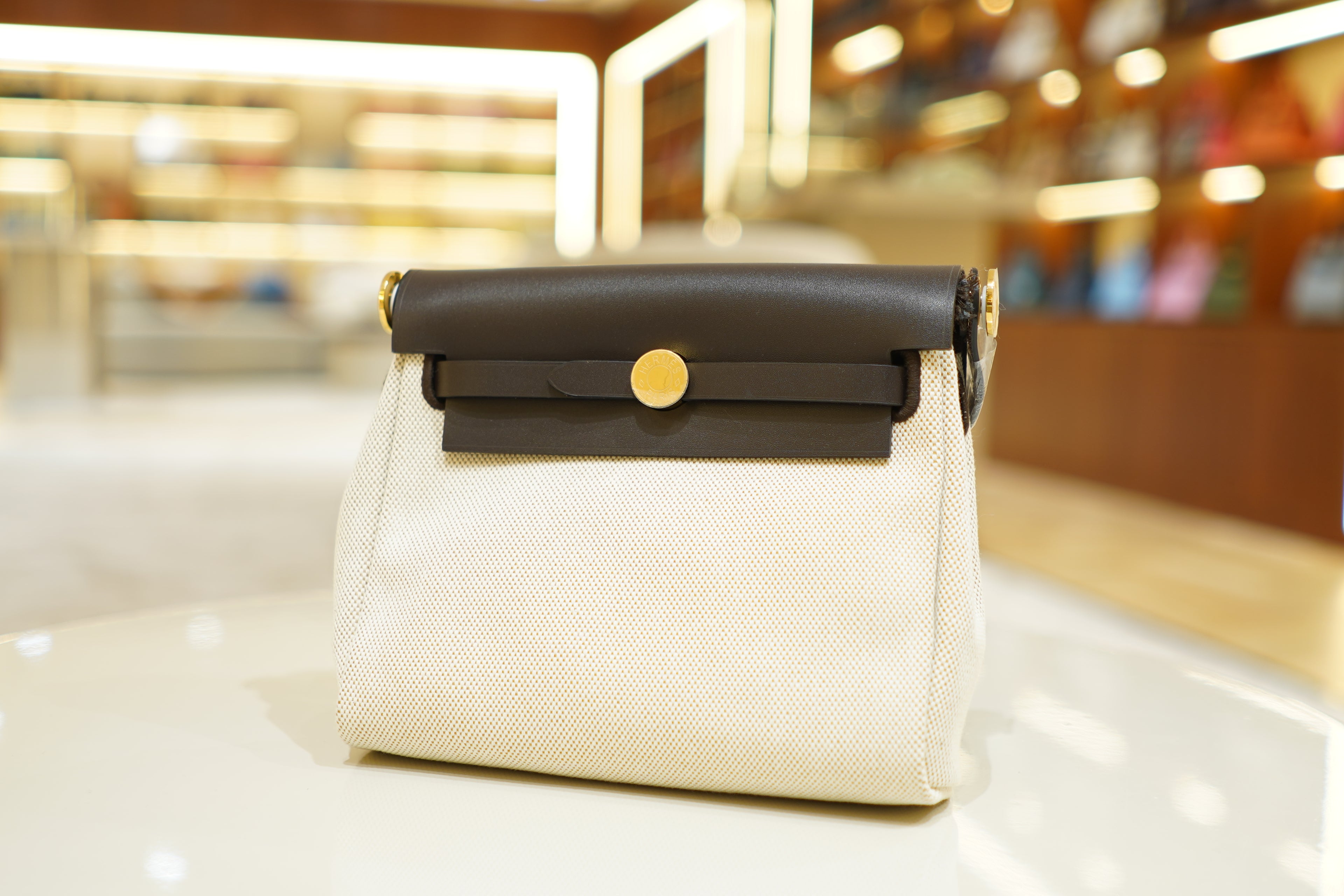 Hermes | Herbag Mini – Canvas – Beige – Gold Hardware