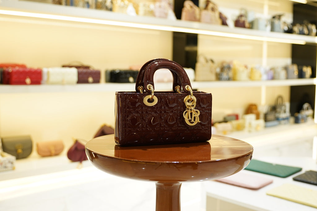 Dior | D-Joy Bag – Patent Leather – Burgundy – Gold Hardware