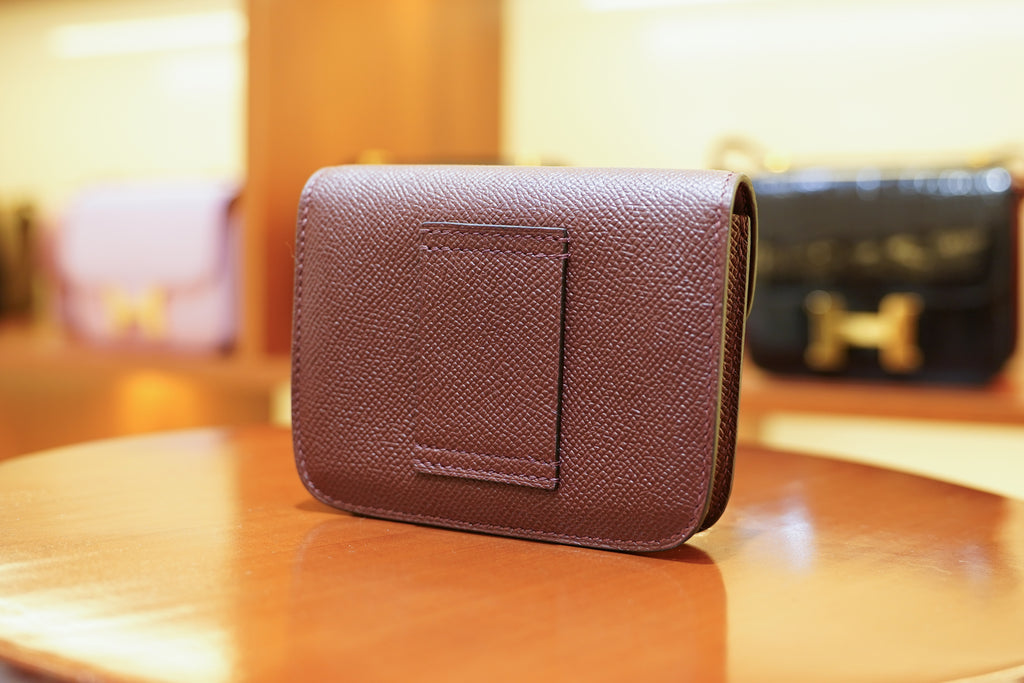 Hermes | Constance Slim Wallet – Epsom – Burgundy – Gold Hardware