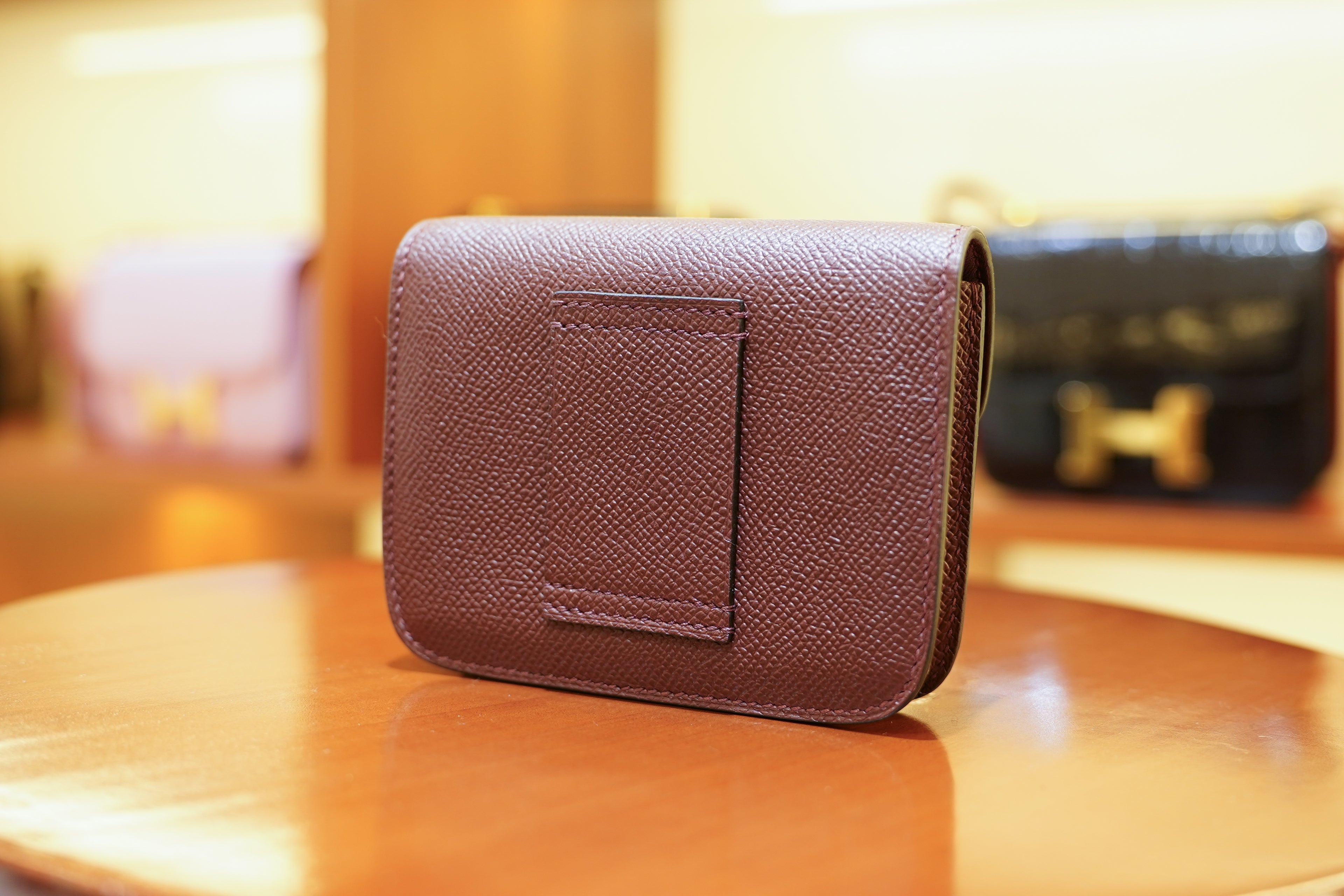 Hermes | Constance Slim Wallet – Epsom – Burgundy – Gold Hardware