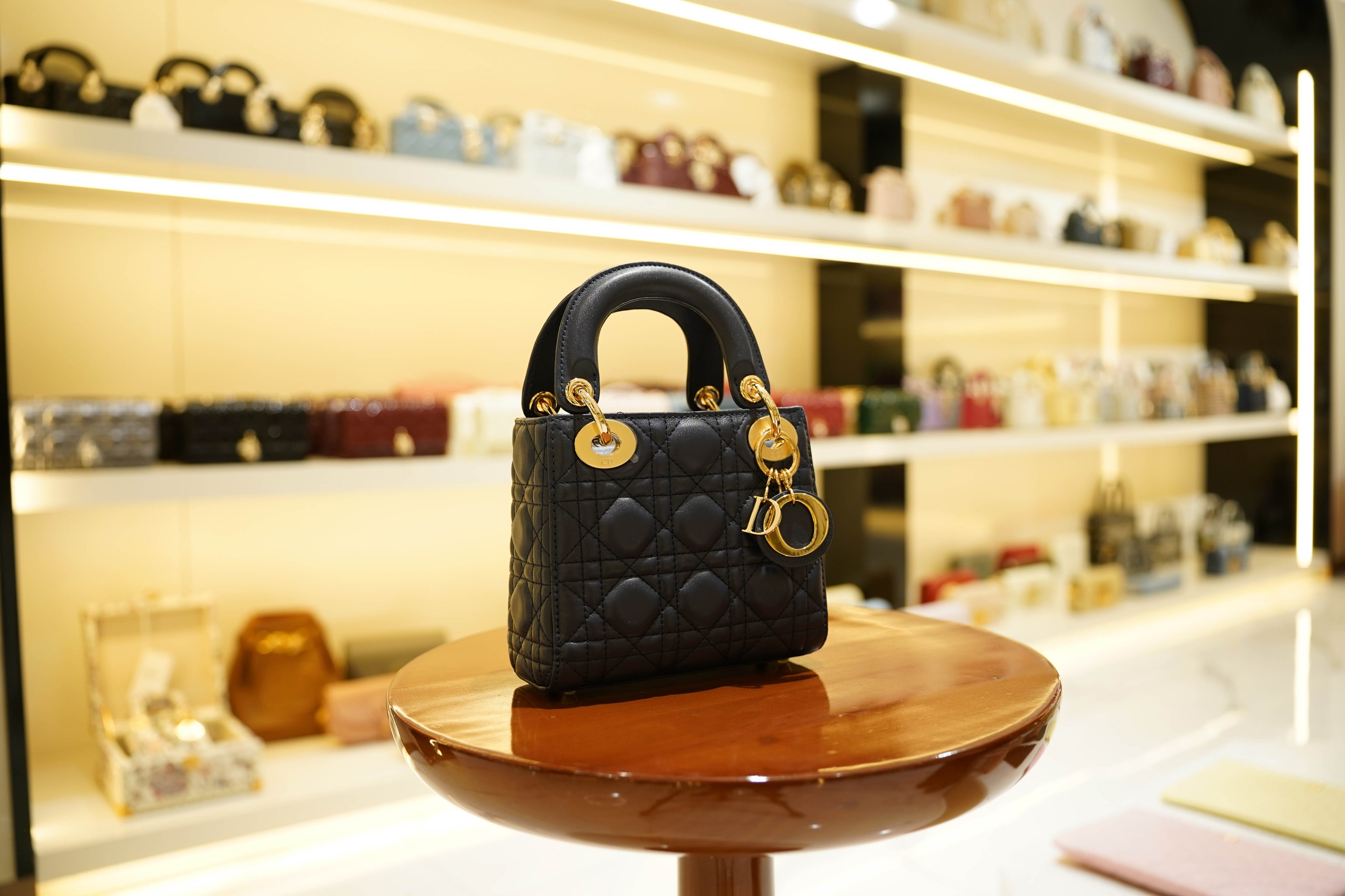 Dior | Lady Dior (Small) – Leather – Navy Blue – Gold Hardware