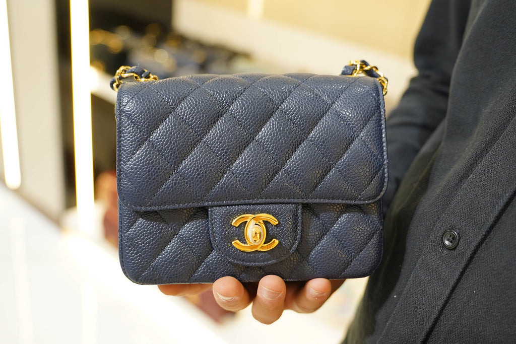 Chanel | Square Mini Flap Bag – Lambskin – Navy – Gold Hardware