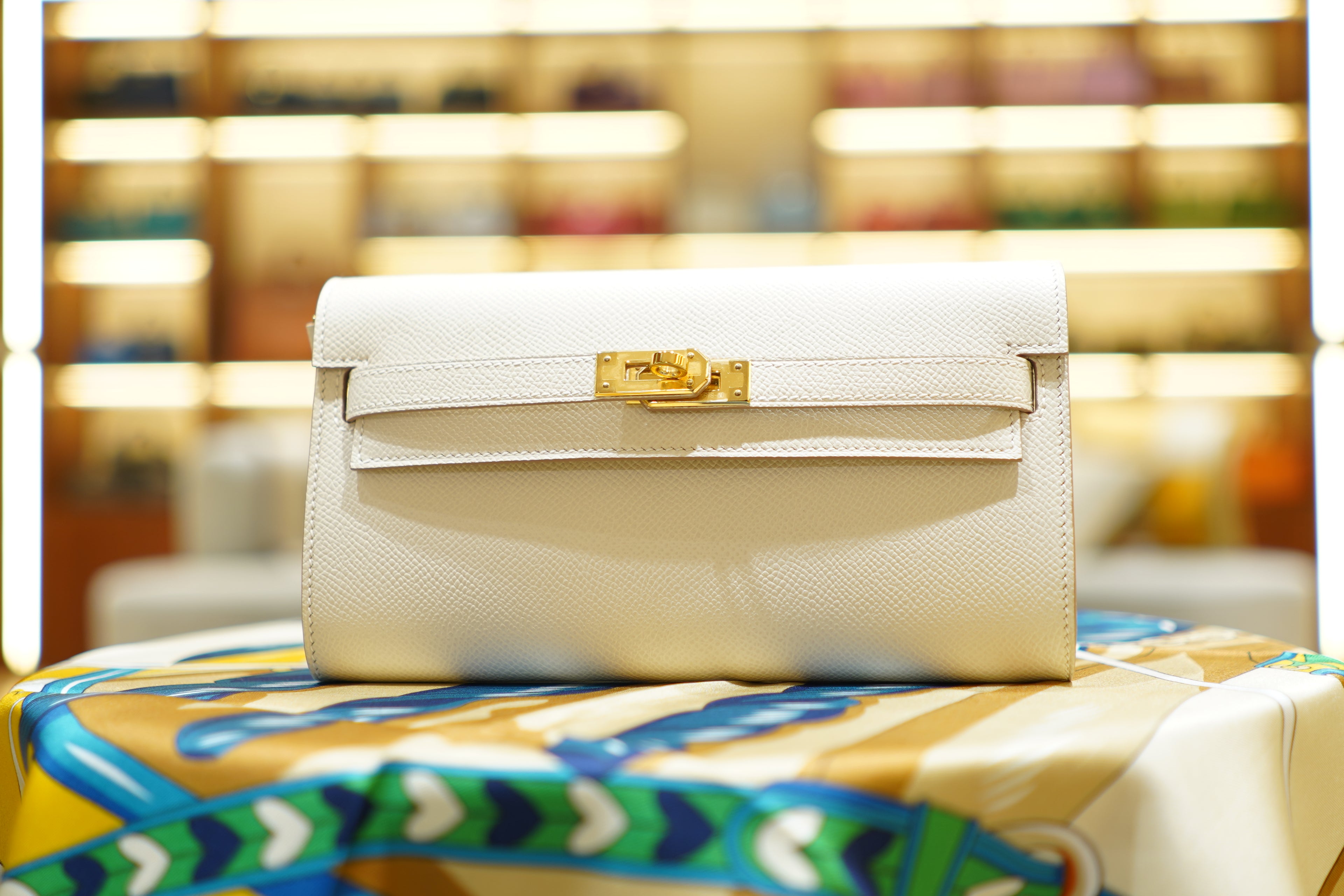 Hermes | Kelly To Go Wallet – Epsom – White – Gold Hardware