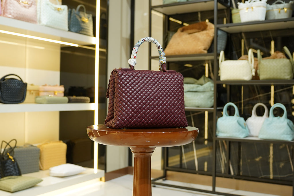 Bottega Veneta | Patti – Intrecciato – Bordeaux – Silver Hardware