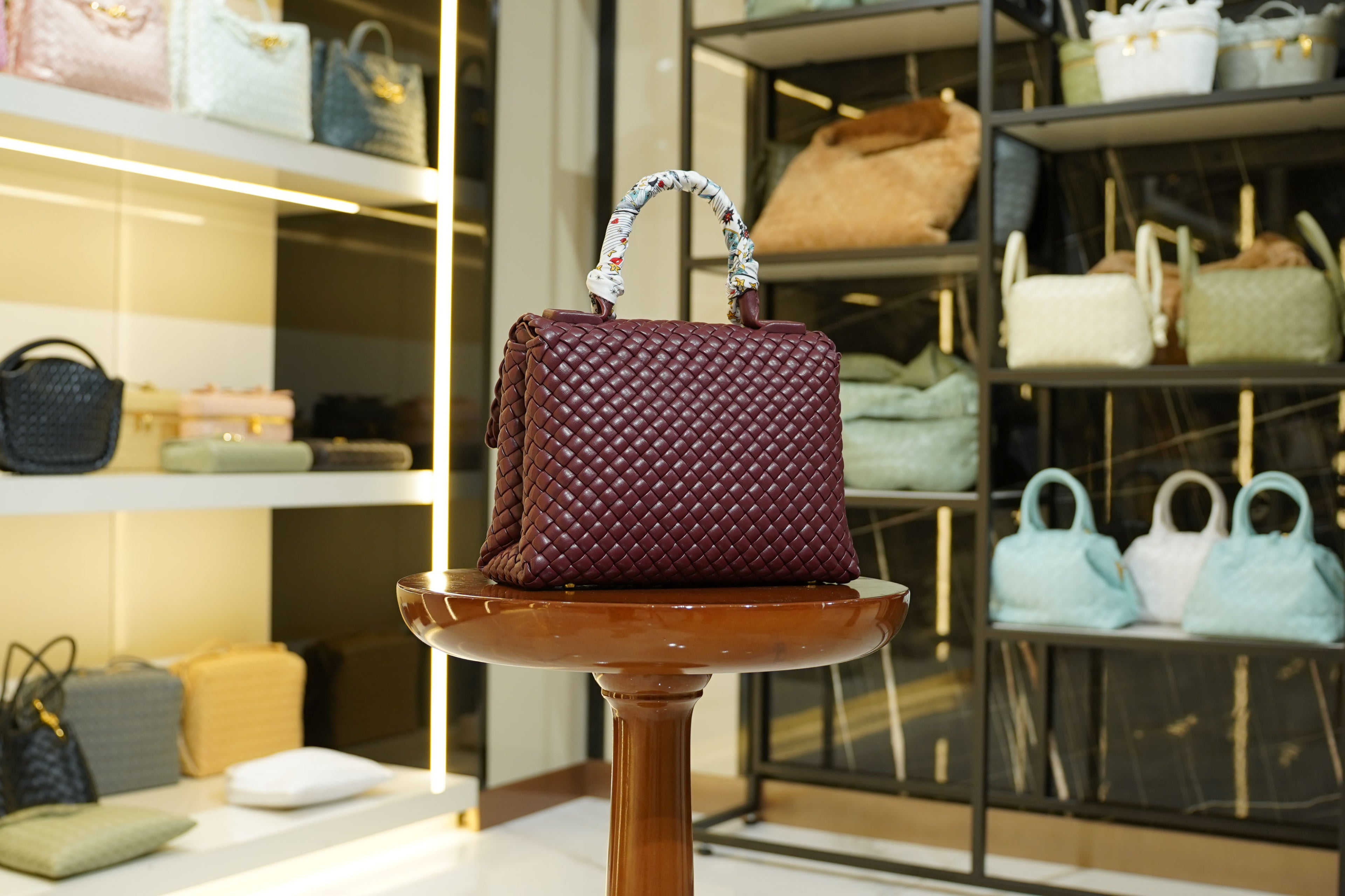 Bottega Veneta | Patti – Intrecciato – Bordeaux – Silver Hardware