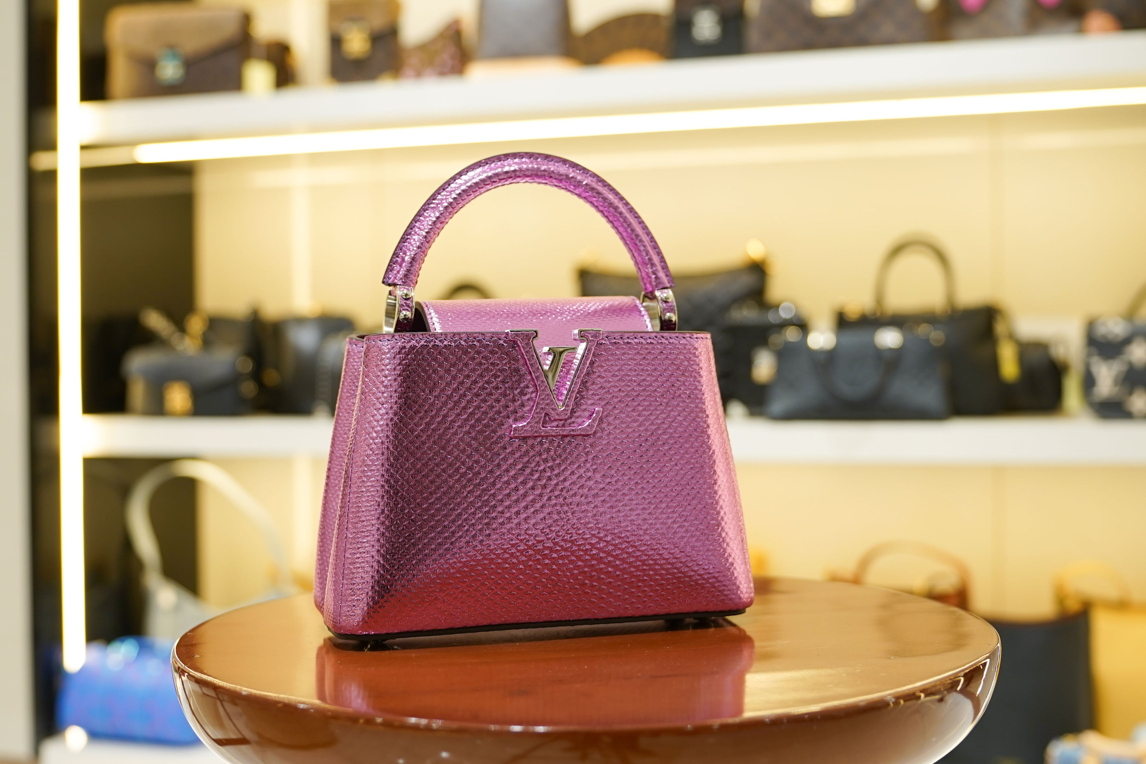 Louis Vuitton | Capucines Medium – Leather – Purple – Silver Hardware