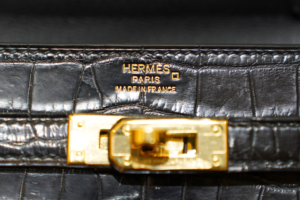 Hermes | Kelly – 28 – Crocodile Leather – Black – Gold Hardware
