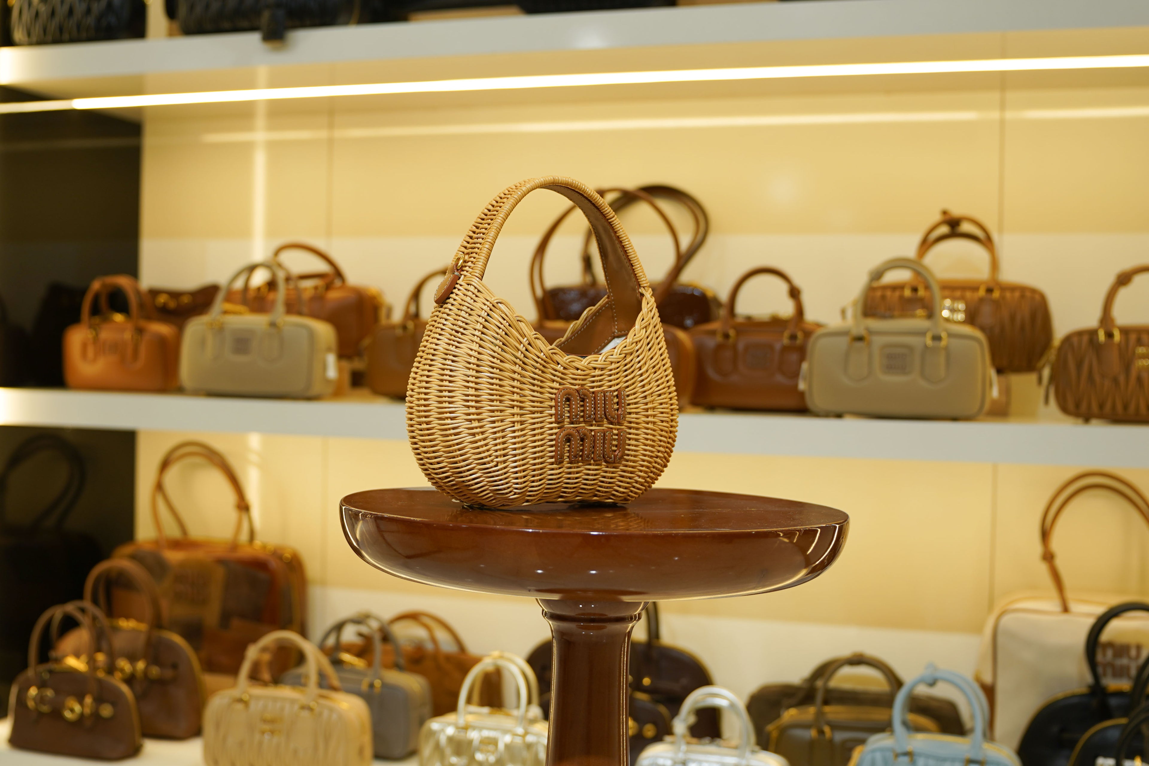 Miu Miu | Wander-Wicker – Wicker – Natural – Gold Hardware
