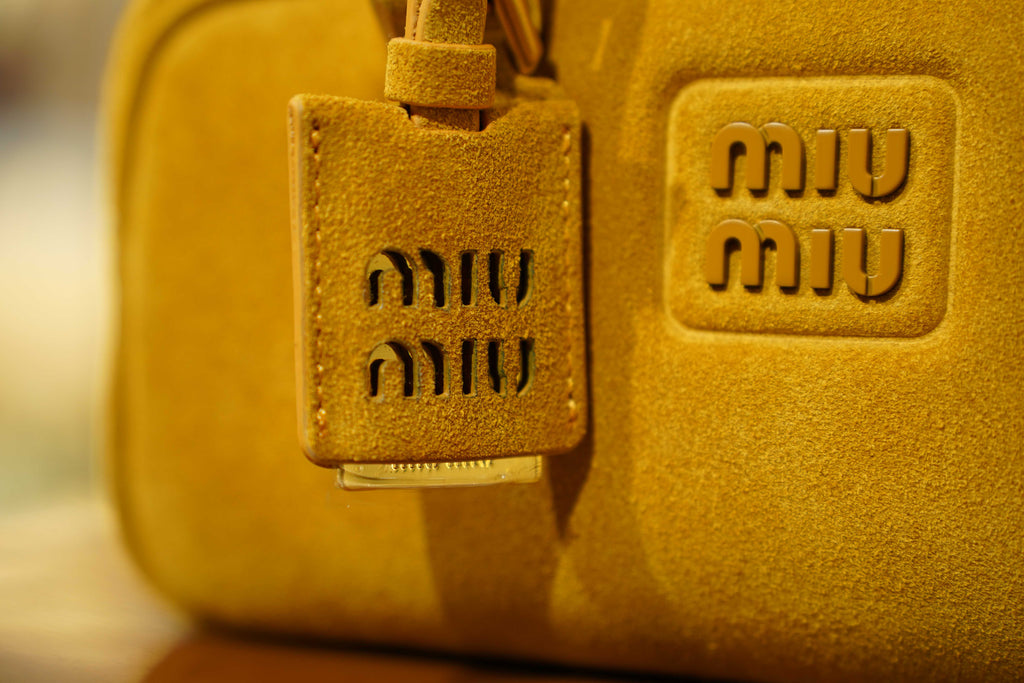 Miu Miu | Arcadie (Medium) – Suede – Yellow – Gold Hardware