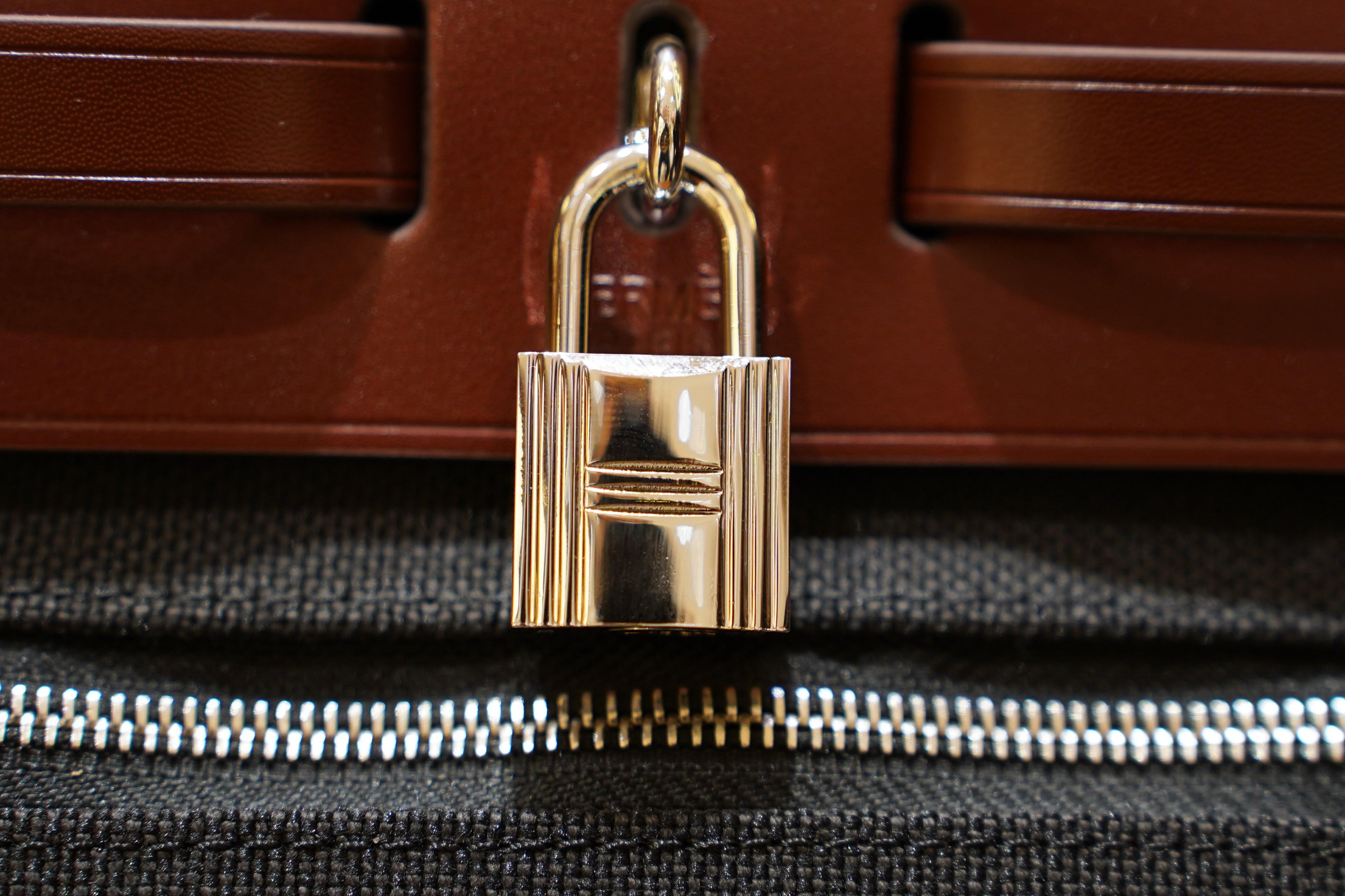 Hermes | Herbag Medium – Canvas – Black and Brown – Silver Hardware