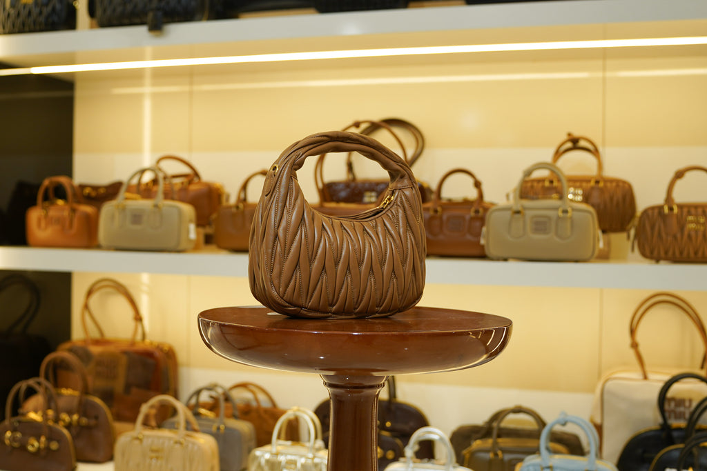 Miu Miu | Wander-Matelasse – Leather – Brown – Gold Hardware