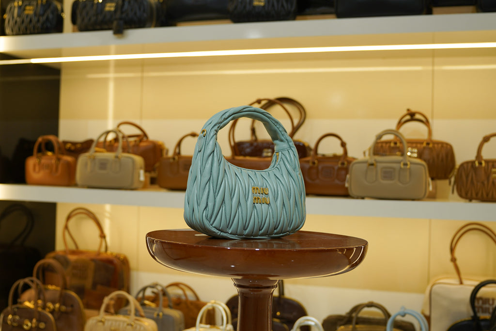 Miu Miu | Wander-Matelasse – Leather – Aqua – Gold Hardware