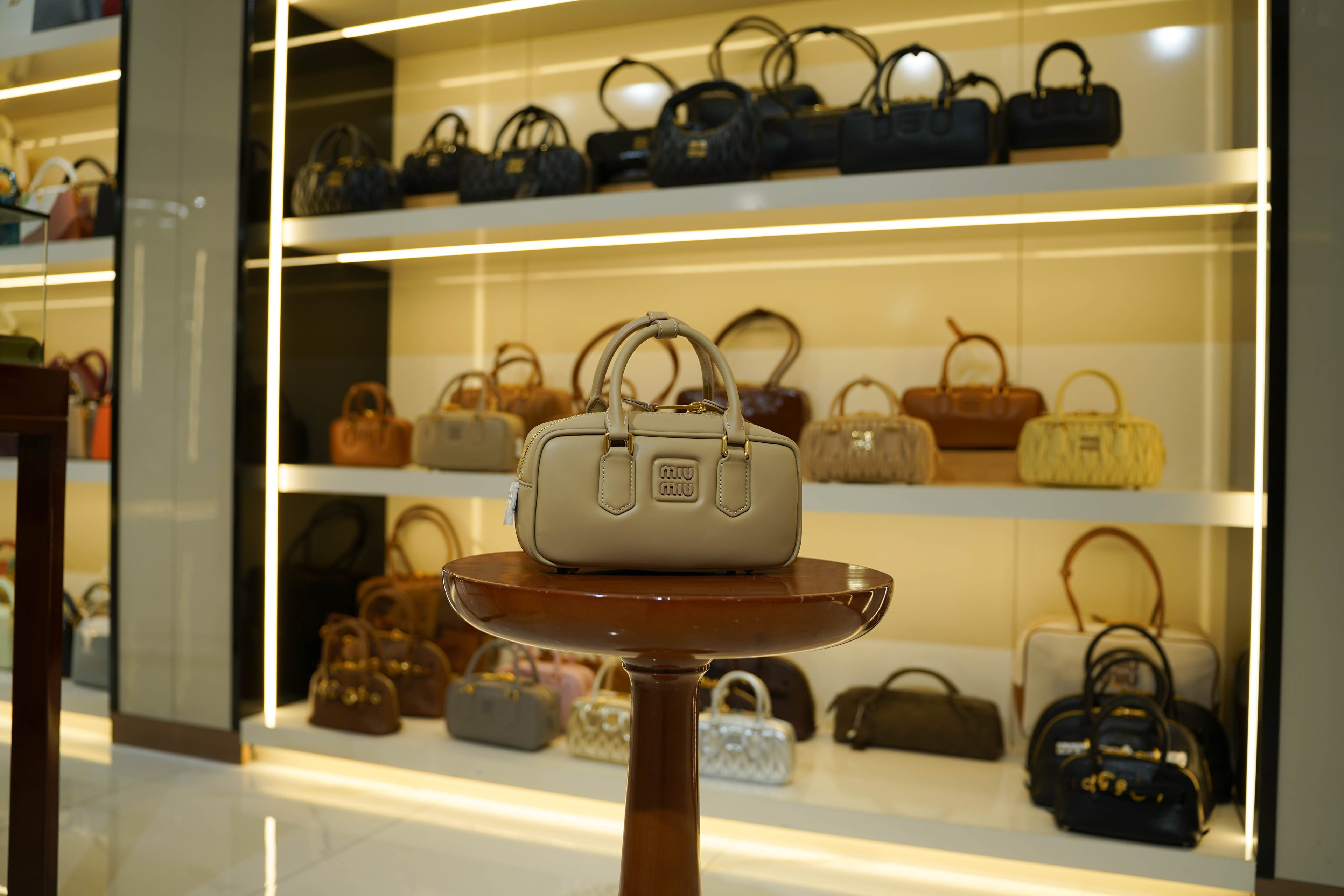 Miu Miu | Arcadie (Medium) – Leather – Beige – Gold Hardware