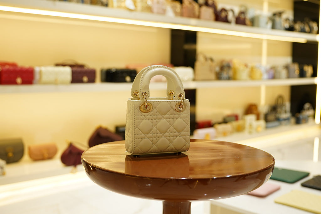 Dior | Lady Dior (Mini) – Lambskin – Cream – Gold Hardware