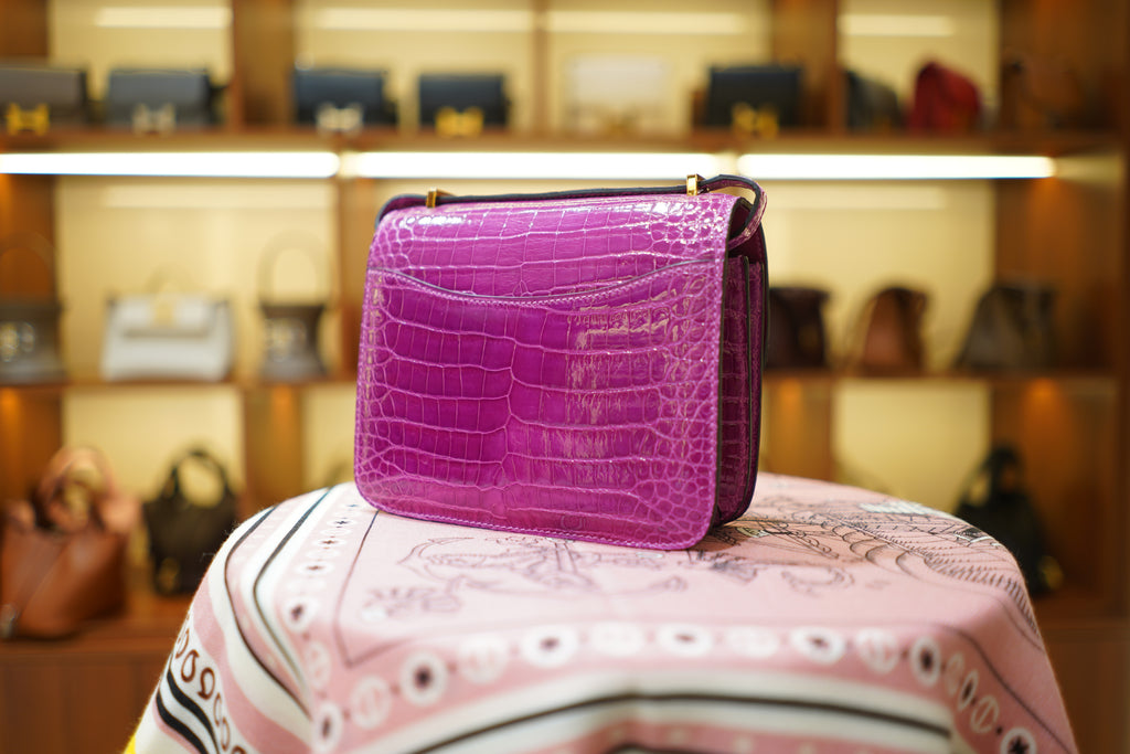 Hermes | Constance – Crocodile Leather – Purple – Gold Hardware