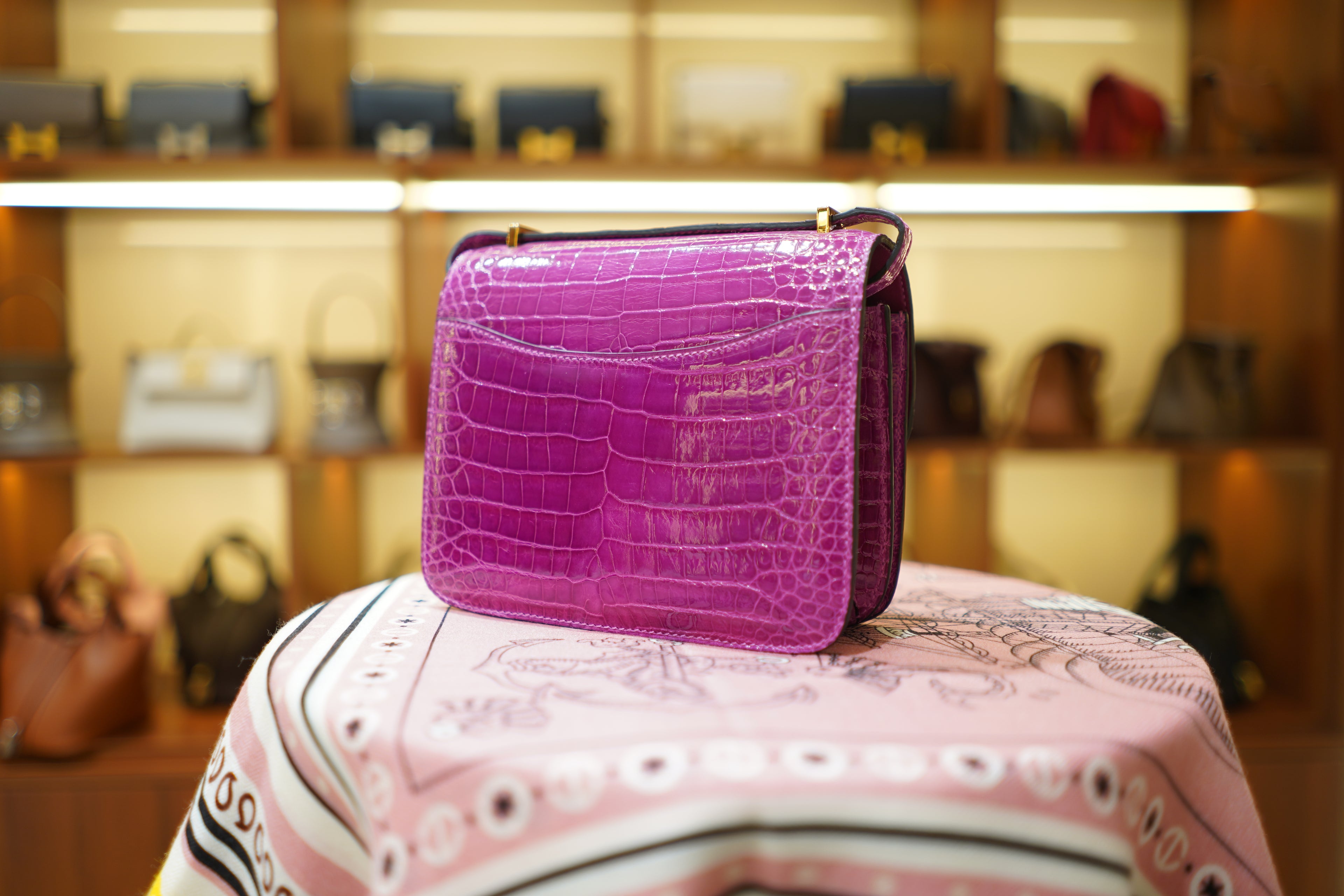 Hermes | Constance – Crocodile Leather – Purple – Gold Hardware