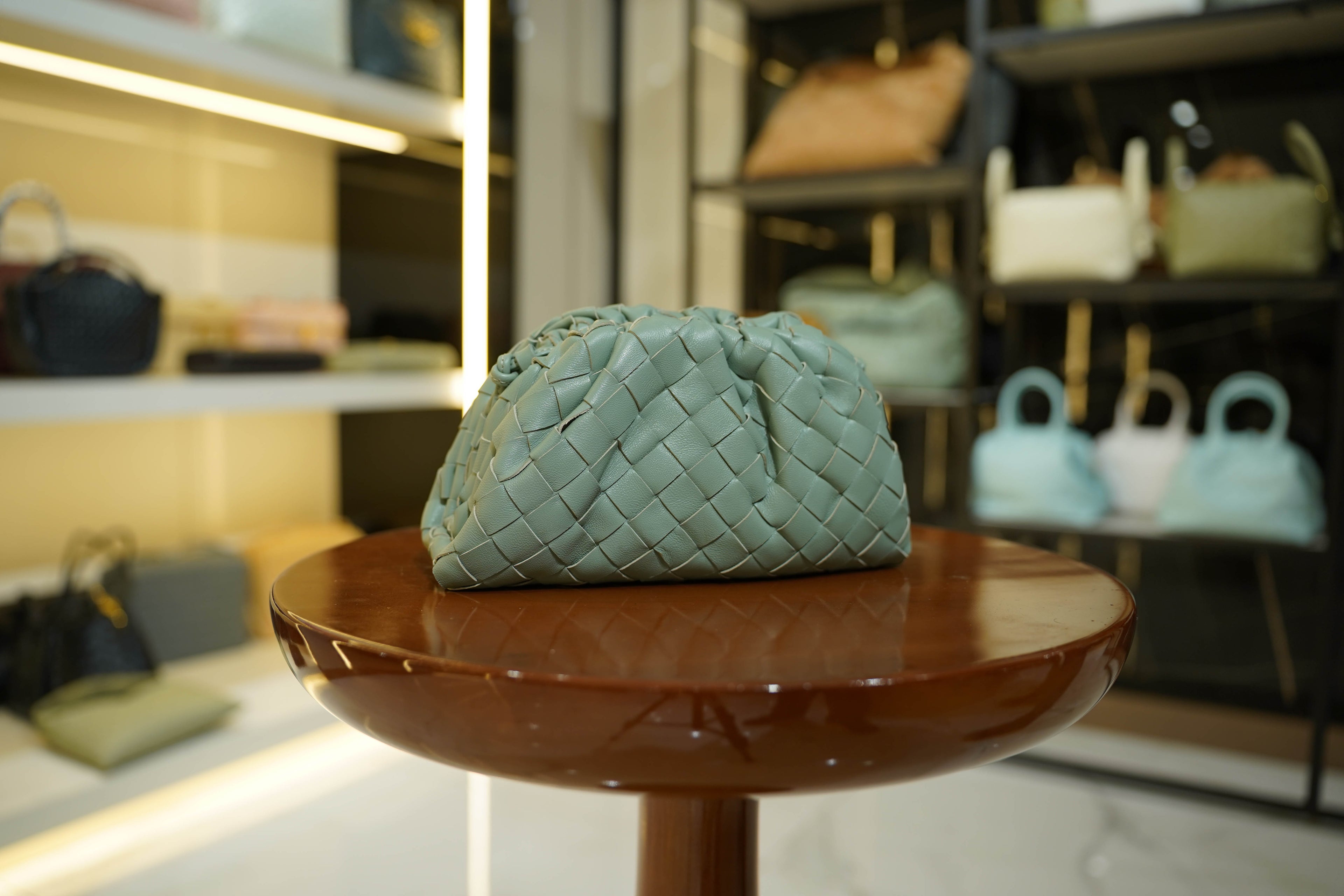 Bottega Veneta | Intrecciato Pouch – Leather – Green – Gold Hardware