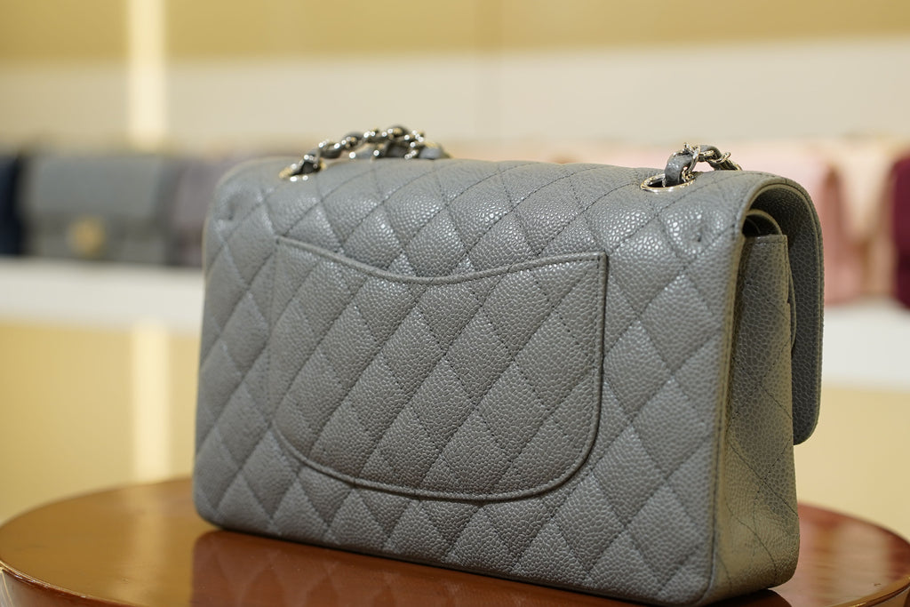Chanel | Square Mini Flap Bag – Leather – Grey – Silver Hardware