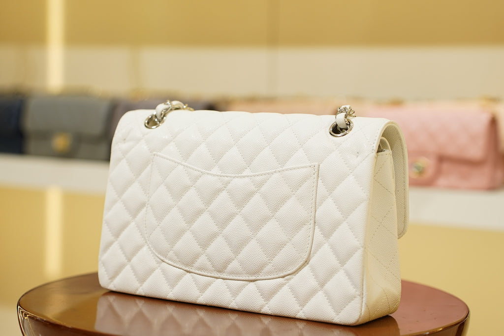 Chanel | Classic Flap Bag – Medium – Leather – White – Silver Hardware