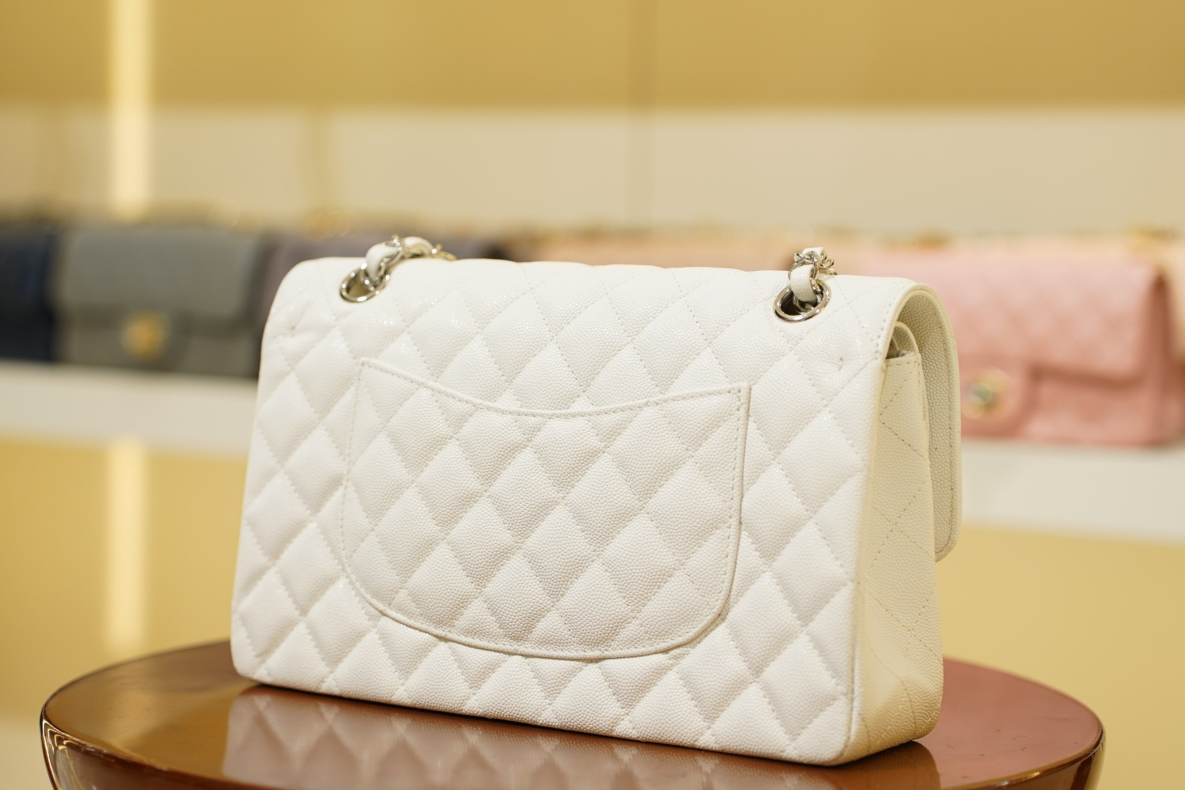 Chanel | Classic Flap Bag – Medium – Leather – White – Silver Hardware