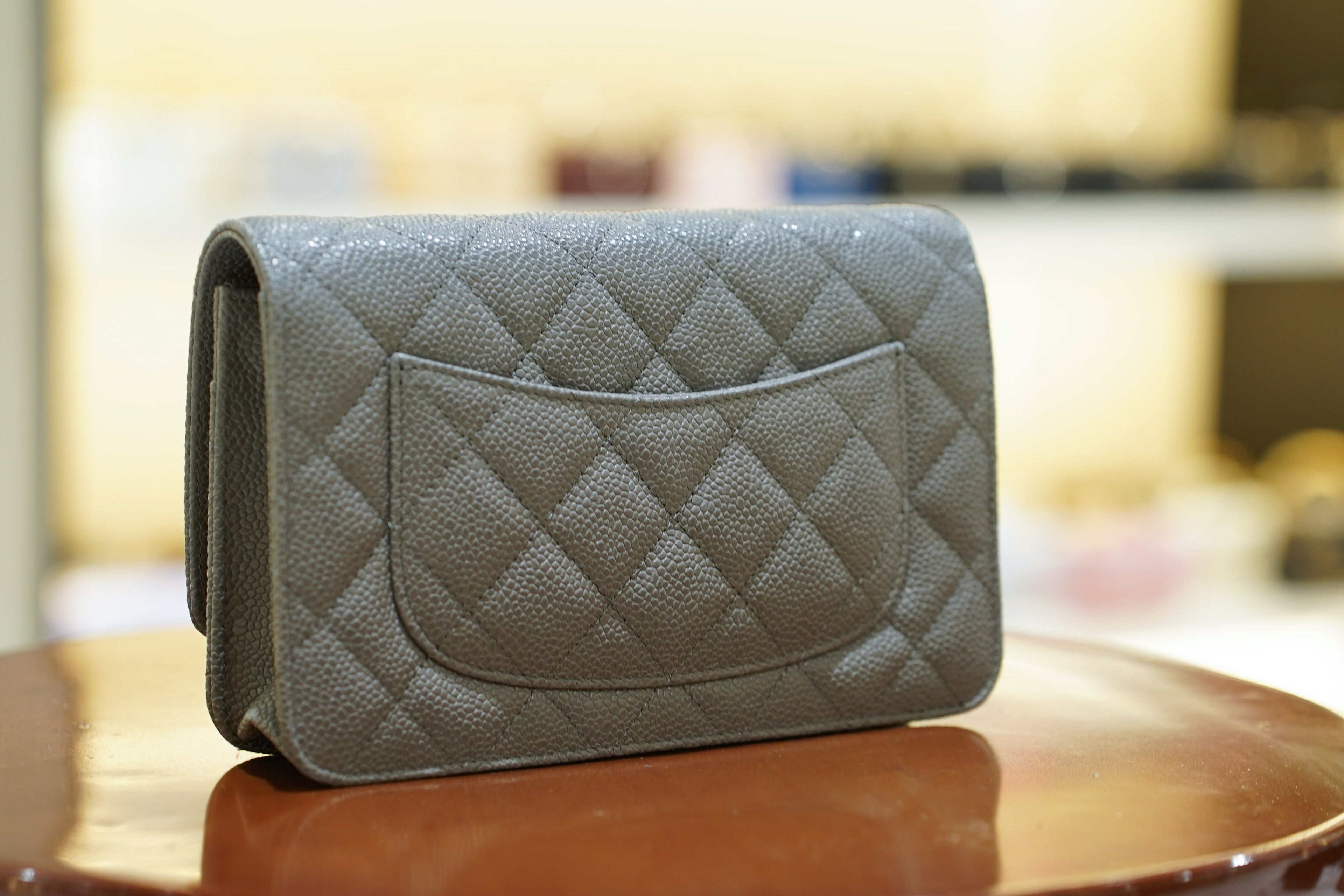 Chanel | Wallet on Chain – Caviar – Grey – Gold Hardware