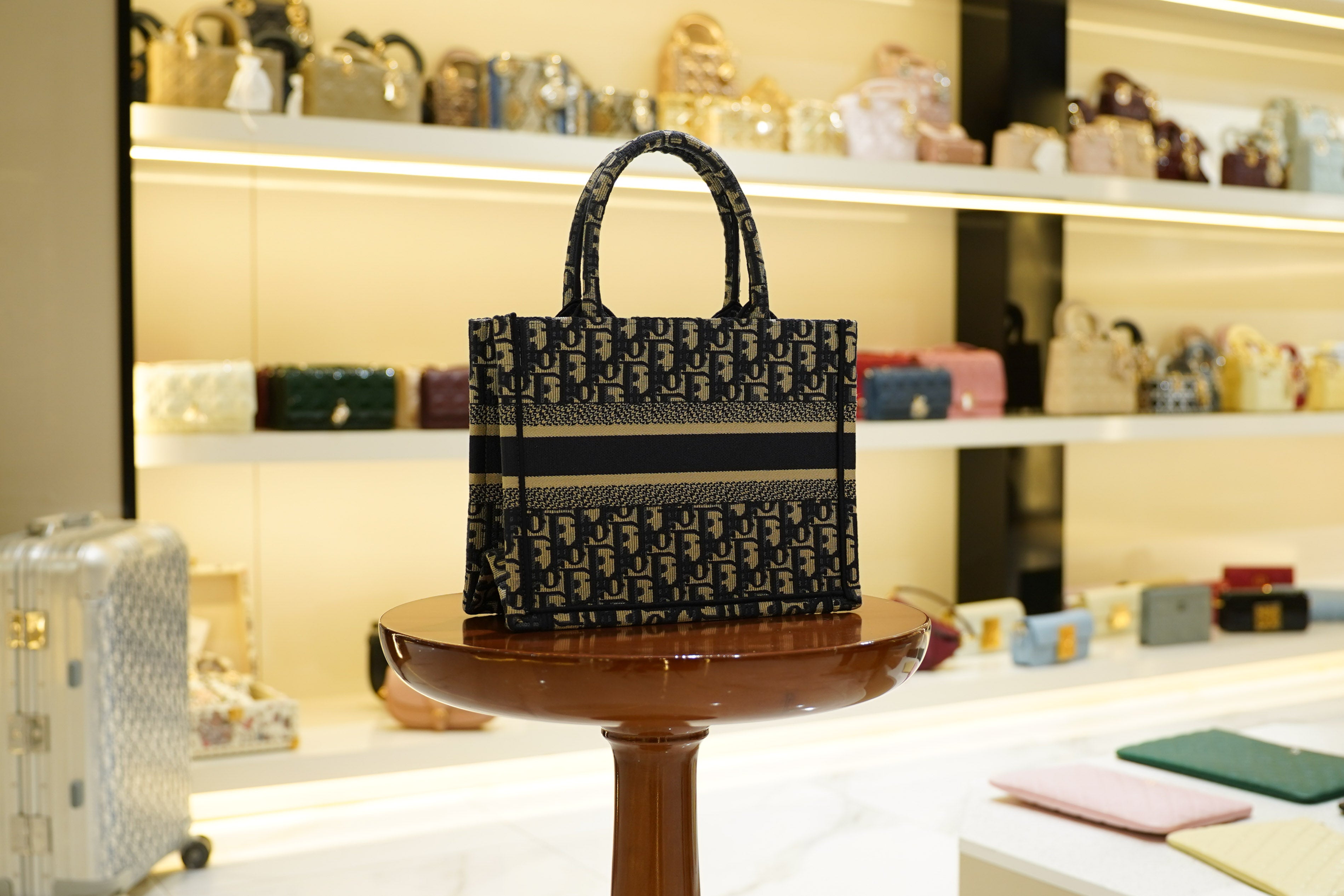 Dior | Book Tote – Canvas – Navy Blue – Gold Hardware