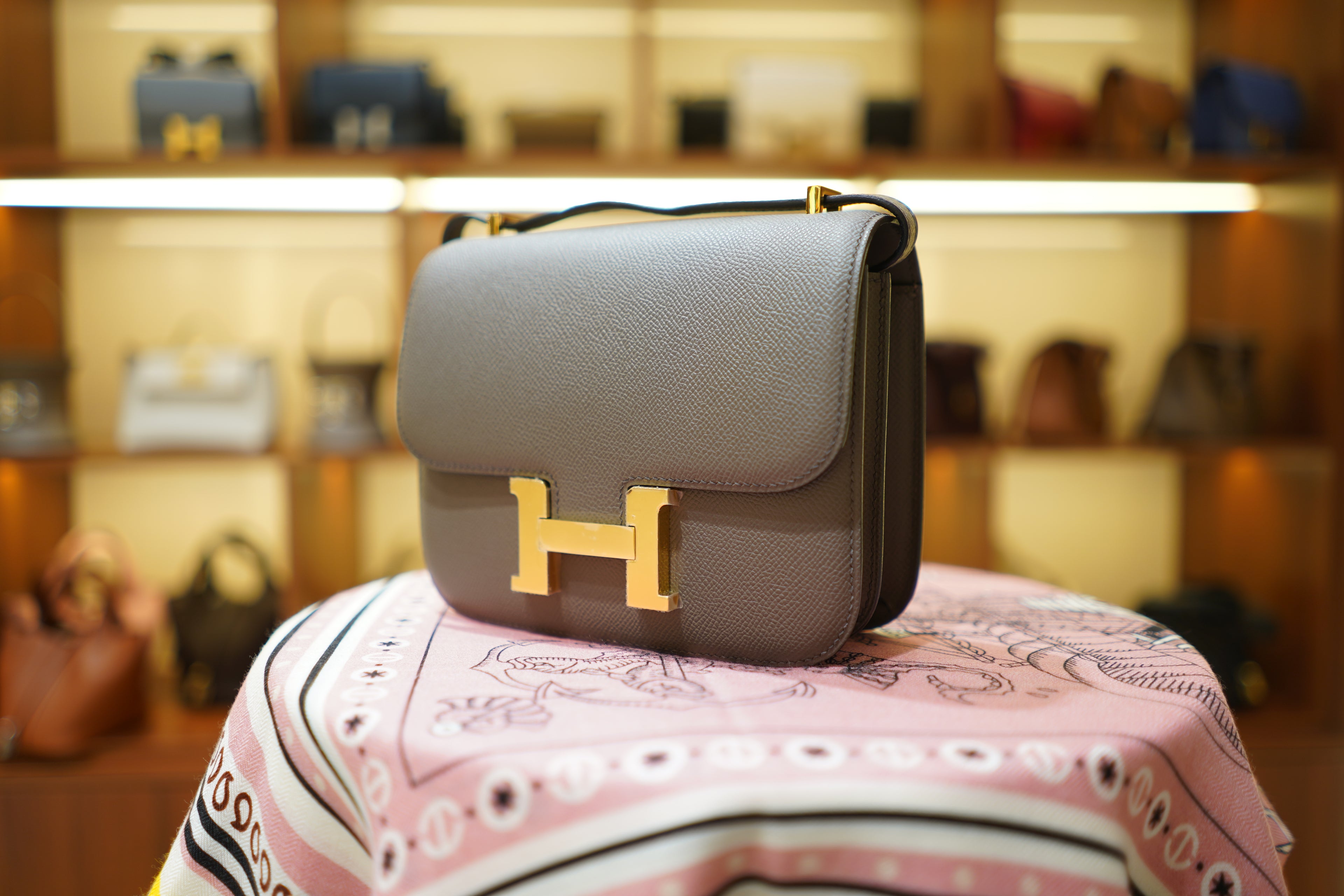 Hermes | Constance – Epsom – Grey – Gold Hardware
