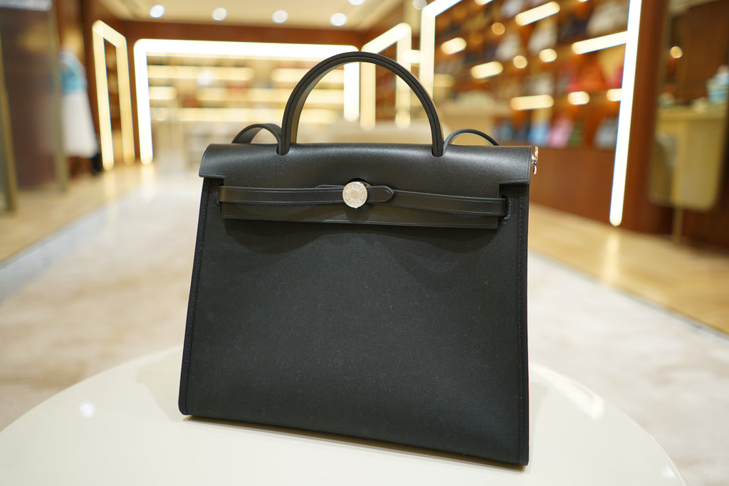 Hermes | Herbag Medium – Canvas – Black – Silver Hardware