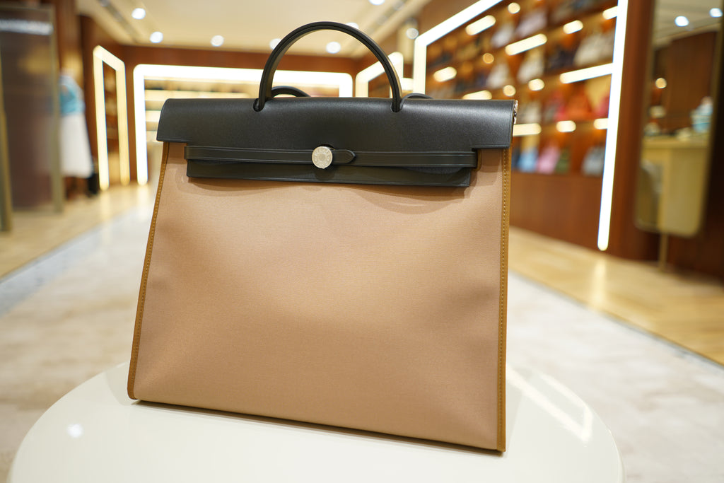 Hermes | Herbag Large – Canvas – Beige – Silver Hardware