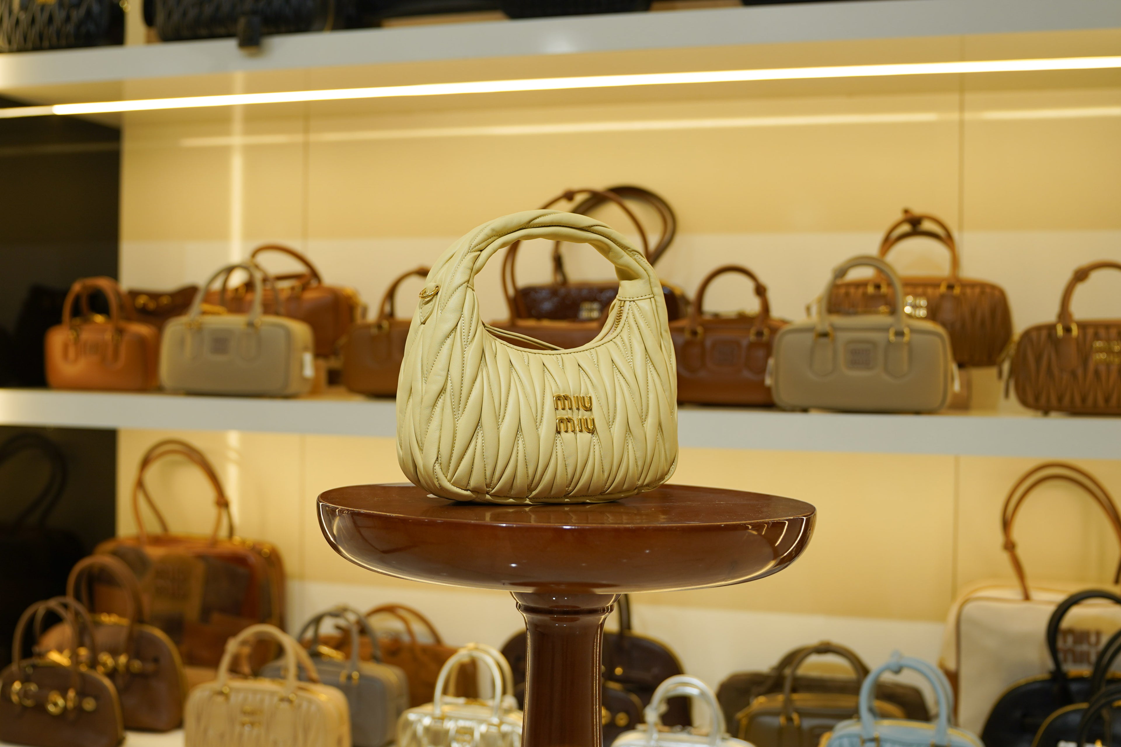 Miu Miu | Wander-Matelasse – Leather – Light Yellow – Gold Hardware