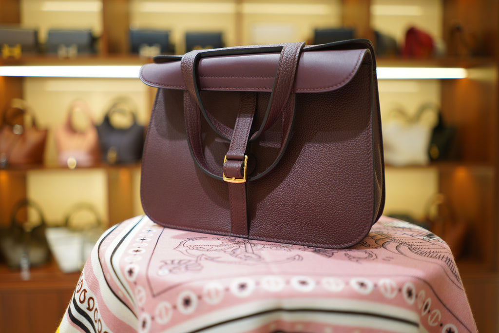 Hermes | Halzan 25 – Leather – Burgundy – Gold Hardware