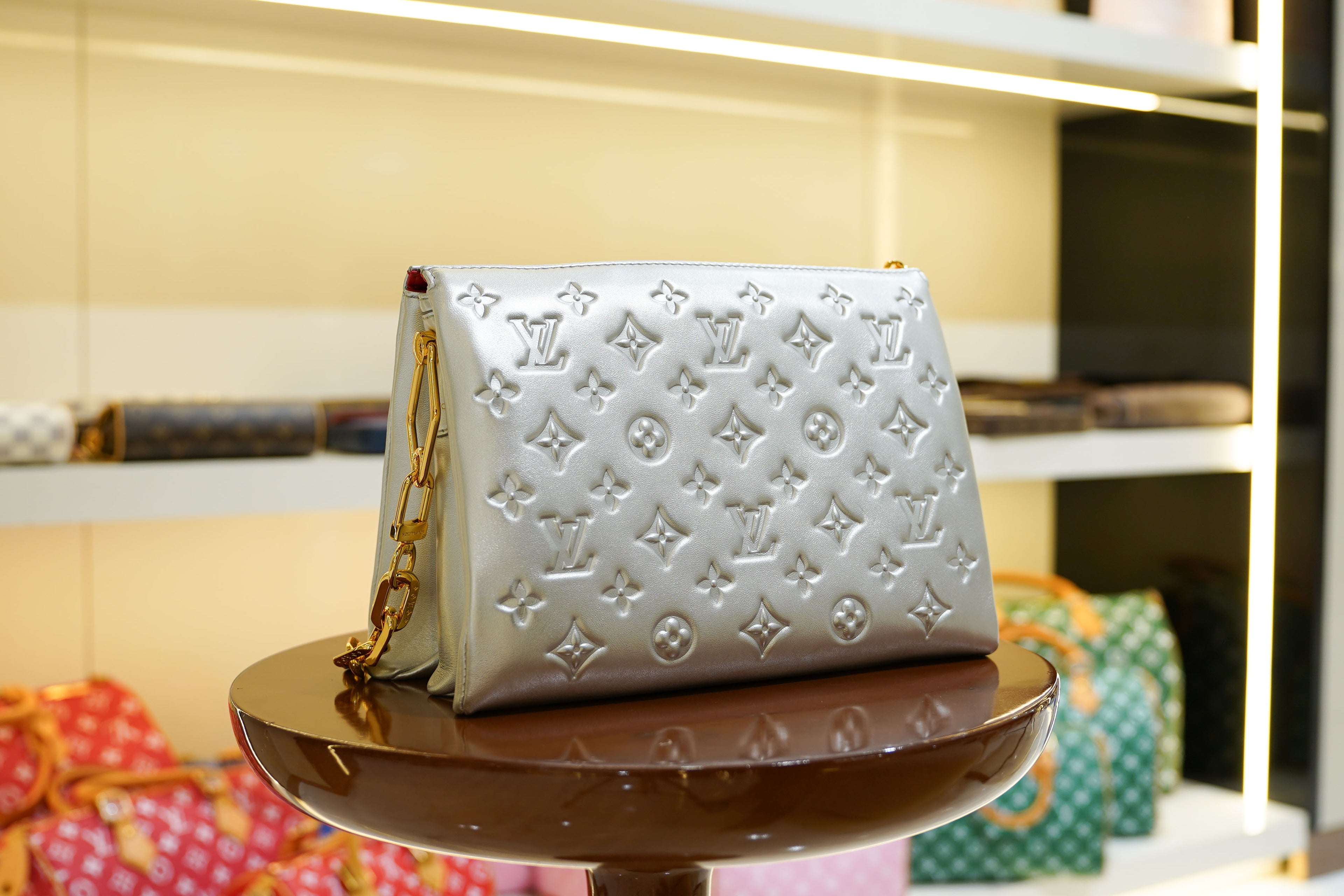 Louis Vuitton | Coussin Medium – Leather – Silver – Gold Hardware