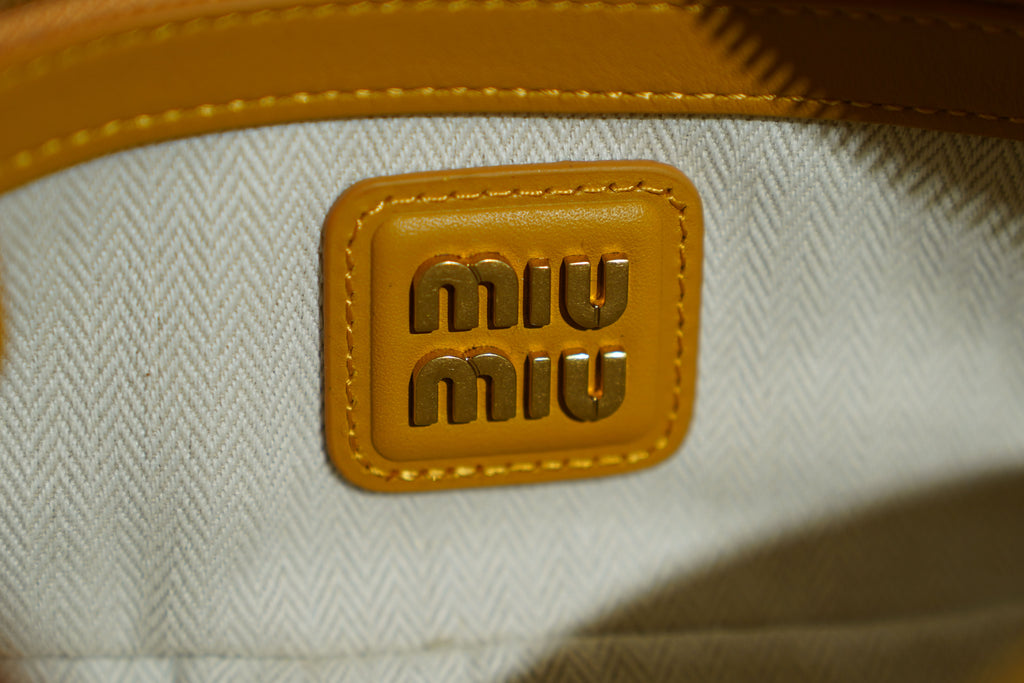 Miu Miu | Arcadie (Medium) – Suede – Yellow – Gold Hardware