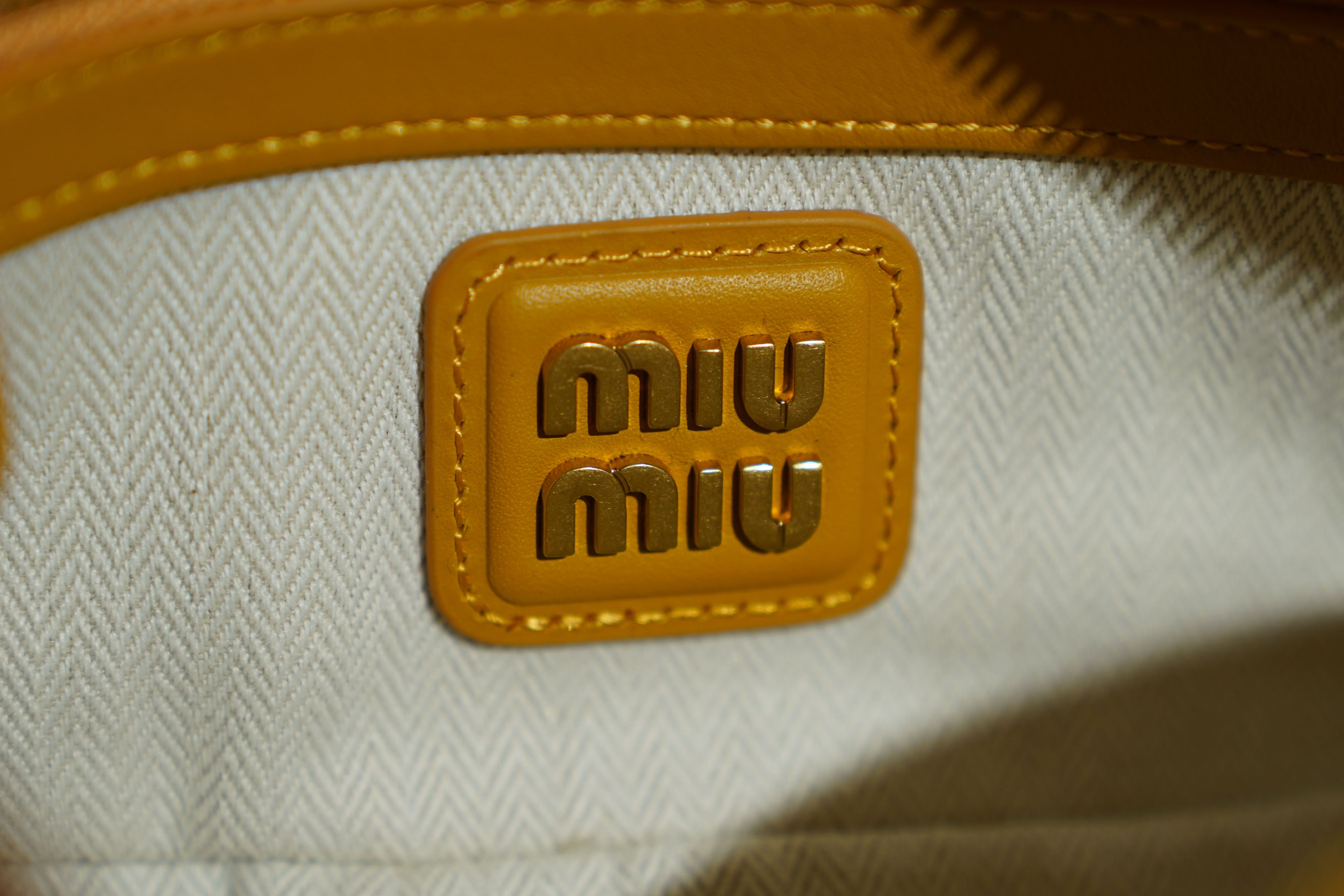 Miu Miu | Arcadie (Medium) – Suede – Yellow – Gold Hardware