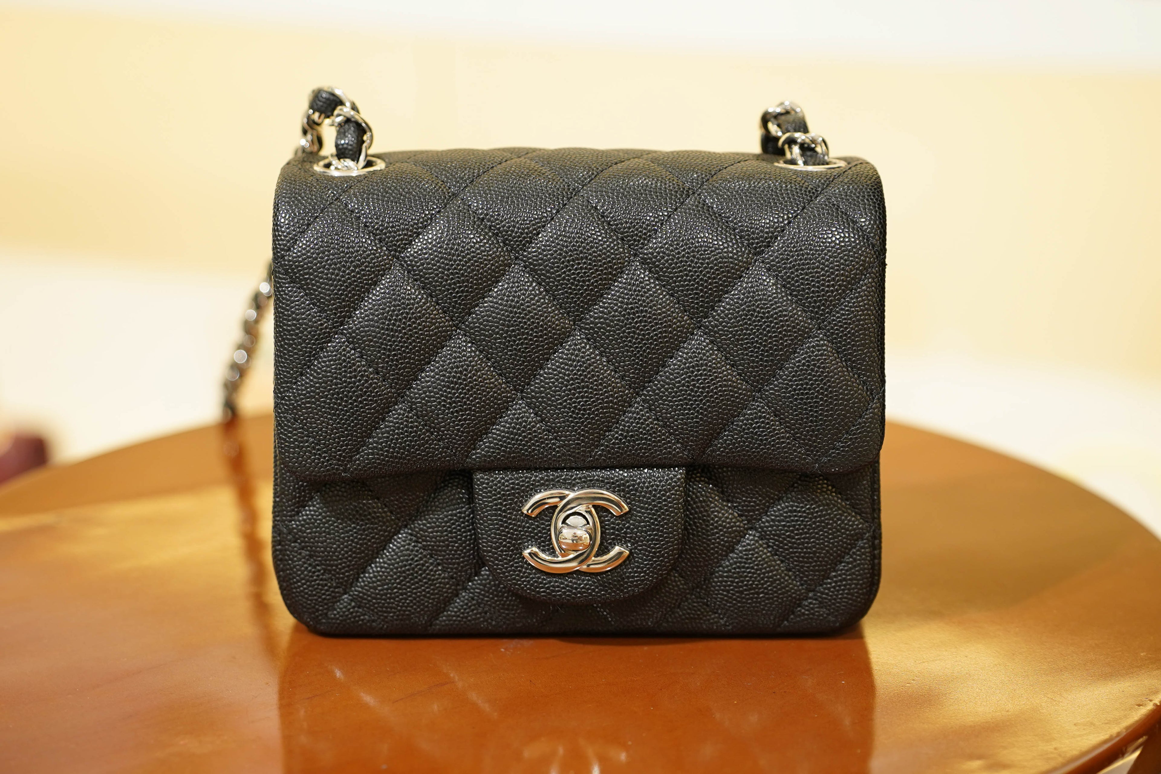 Chanel | Square Mini Flap Bag – Leather – Black – Silver Hardware