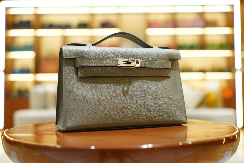 Hermes | Kelly Pochette – Epsom – Gray – Gold Hardware