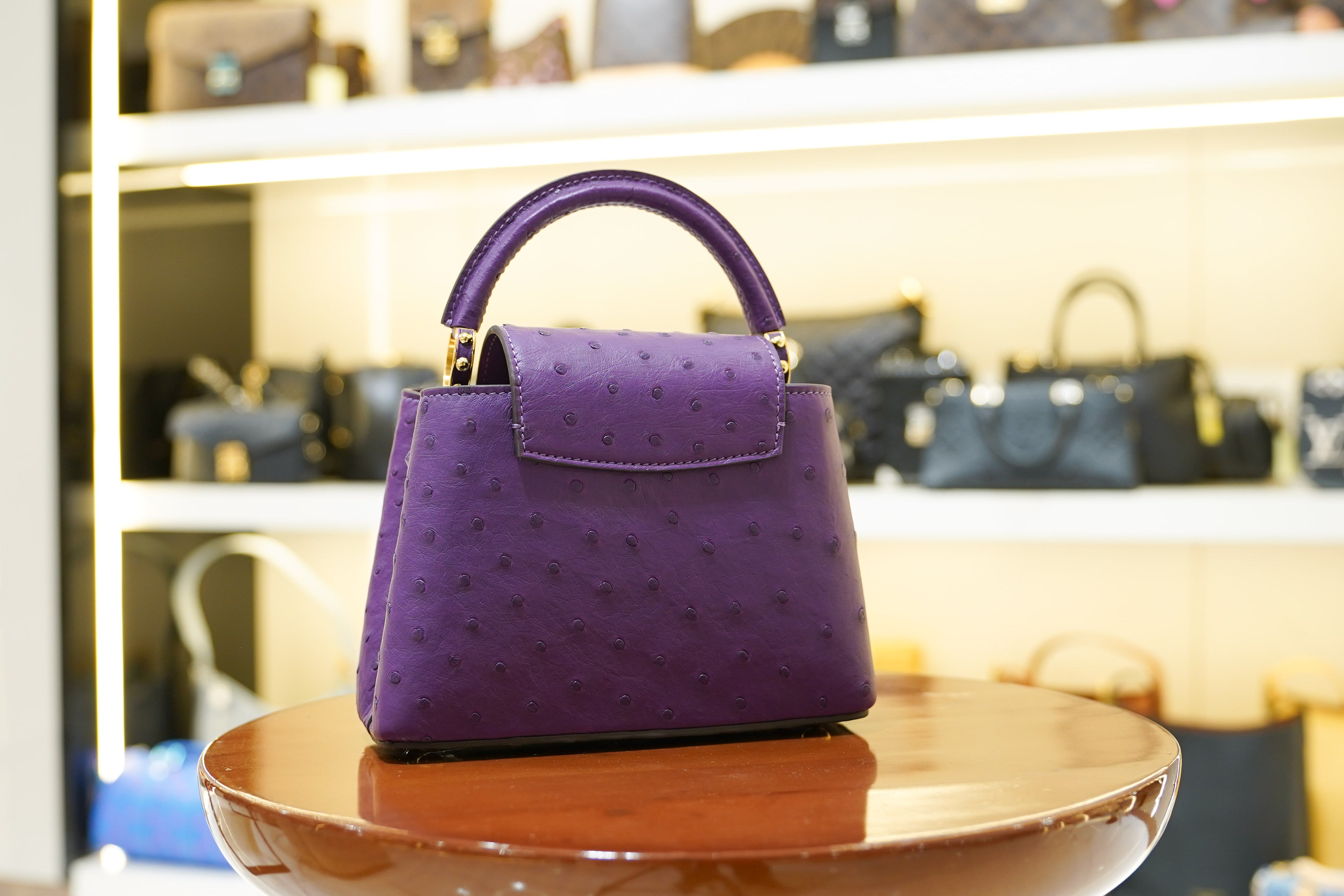 Louis Vuitton | Capucines Medium – Ostrich Leather – Purple – Gold Hardware