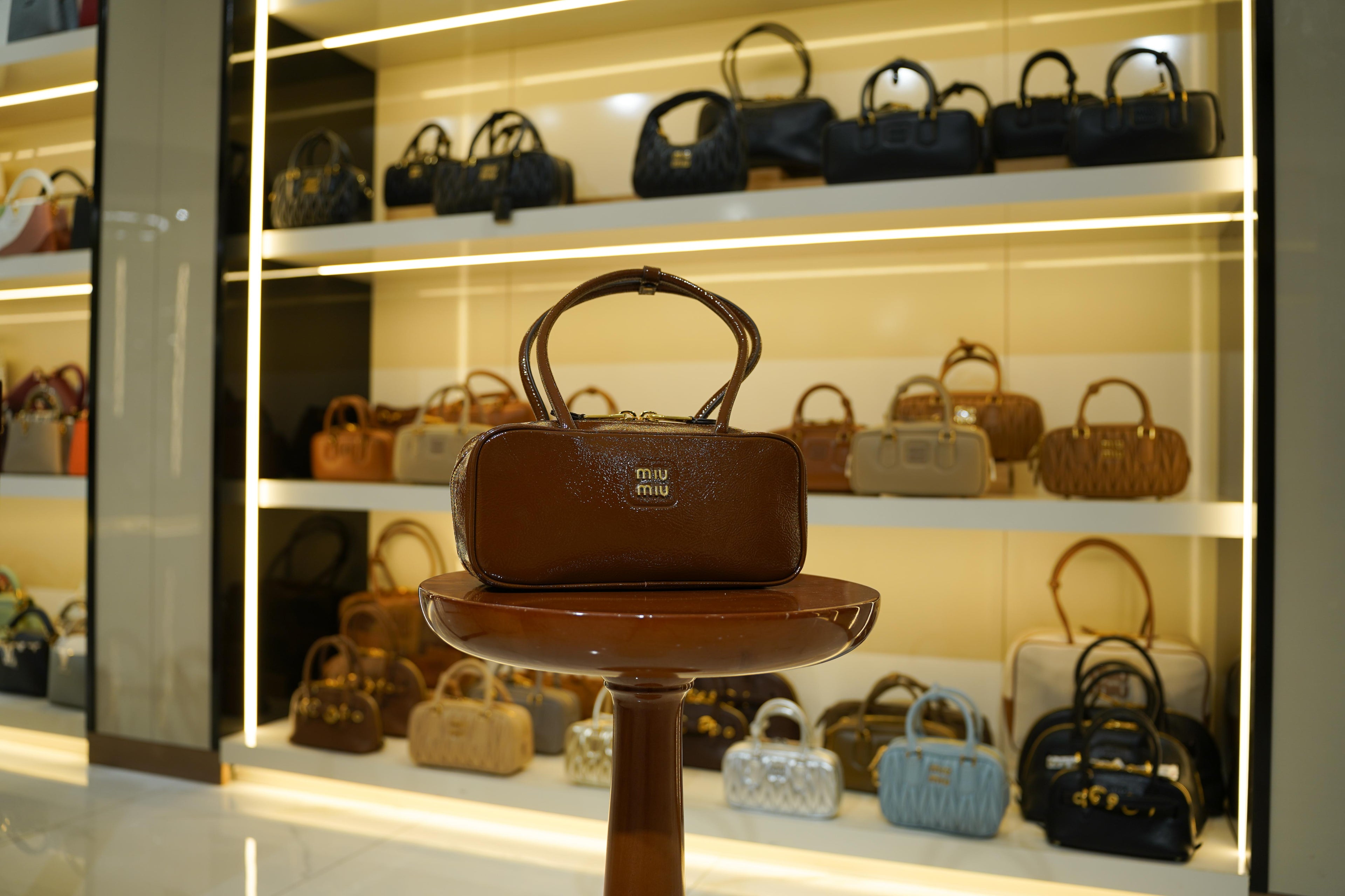 Miu Miu | Beau – Patent Leather – Brown – Gold Hardware