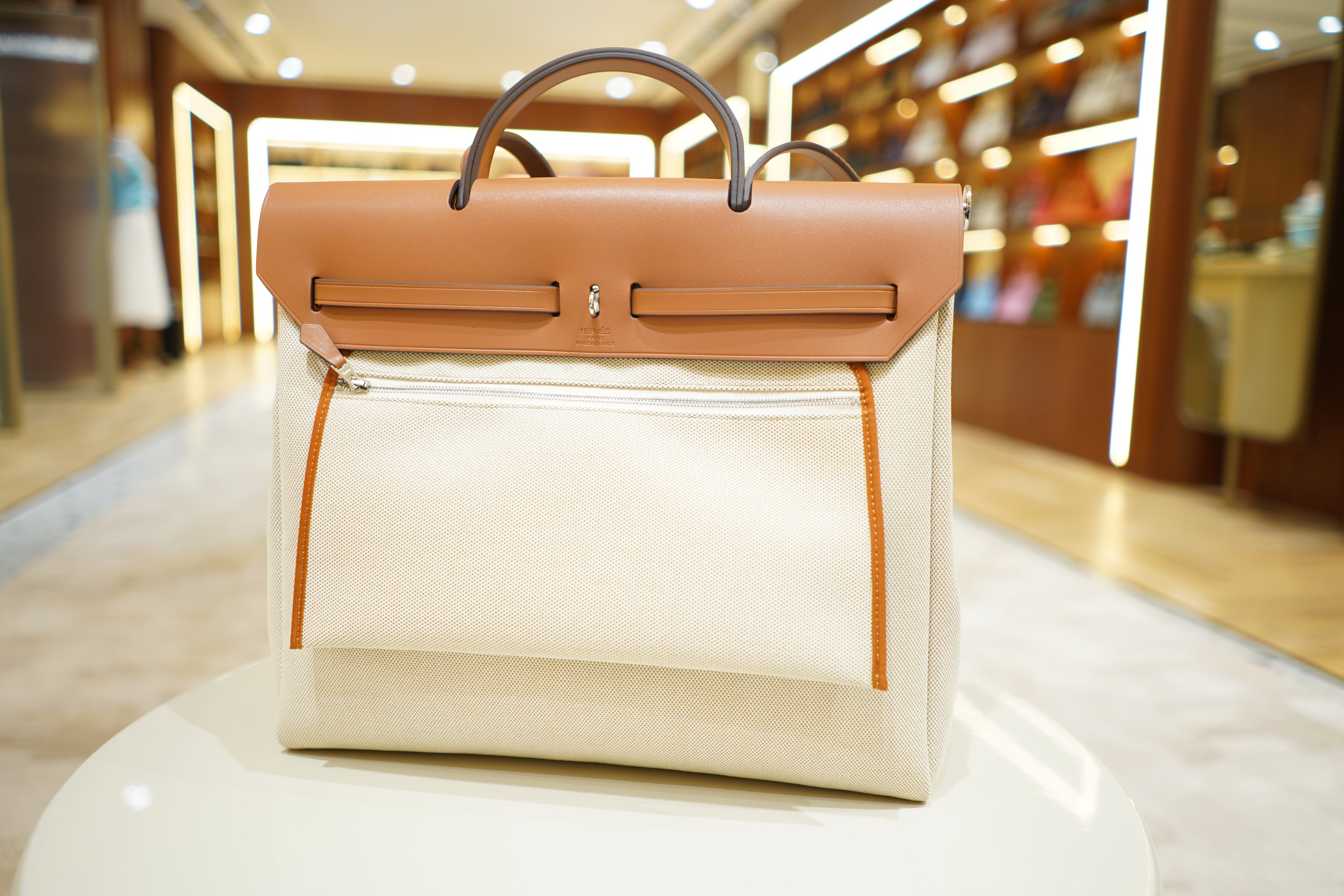 Hermes | Herbag Large – Canvas – Cream – Gold Hardware