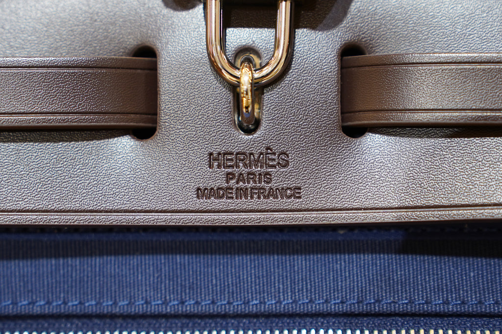 Hermes | Herbag Medium – Canvas – Navy – Gold Hardware
