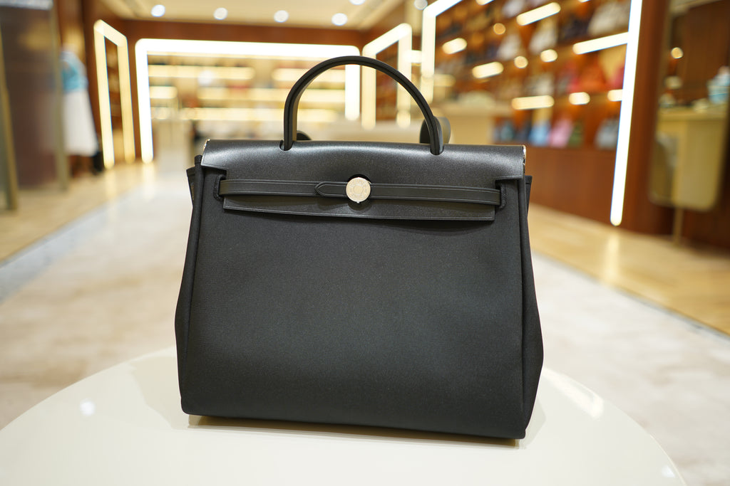 Hermes | Herbag Medium – Canvas – Black – Silver Hardware