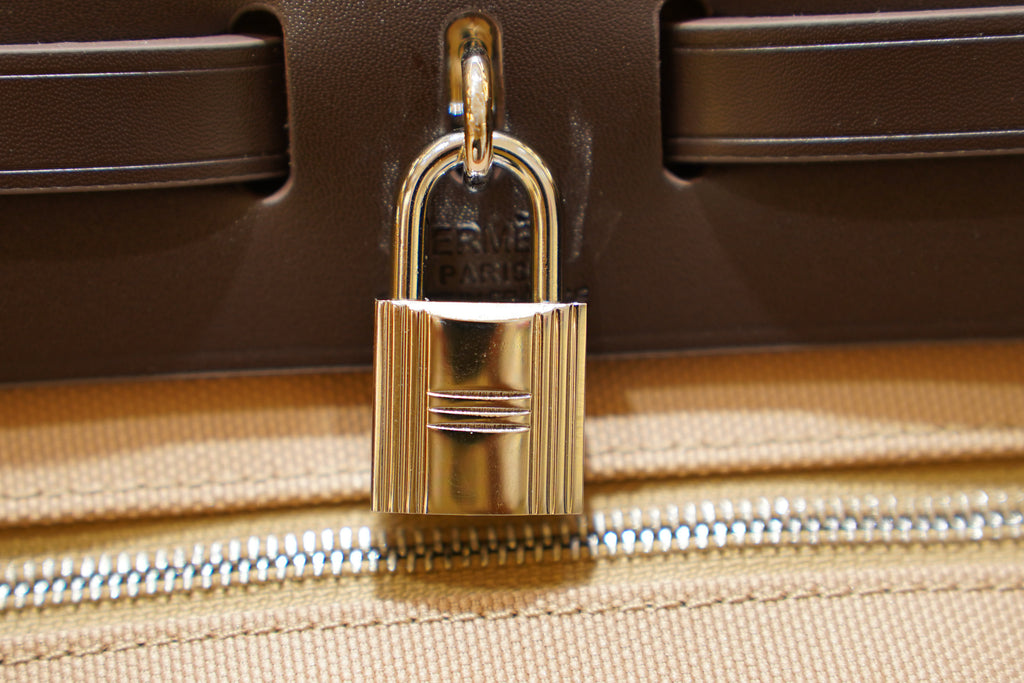 Hermes | Herbag Medium – Canvas – Beige – Gold Hardware