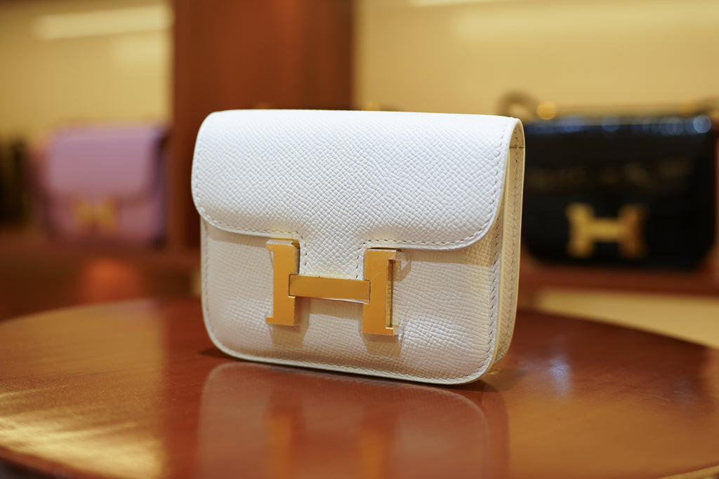 Hermes | Constance Slim Wallet – Epsom – White – Gold Hardware
