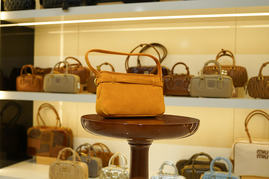 Miu Miu | Bag (Mini) – Suede – Mustard – Gold Hardware