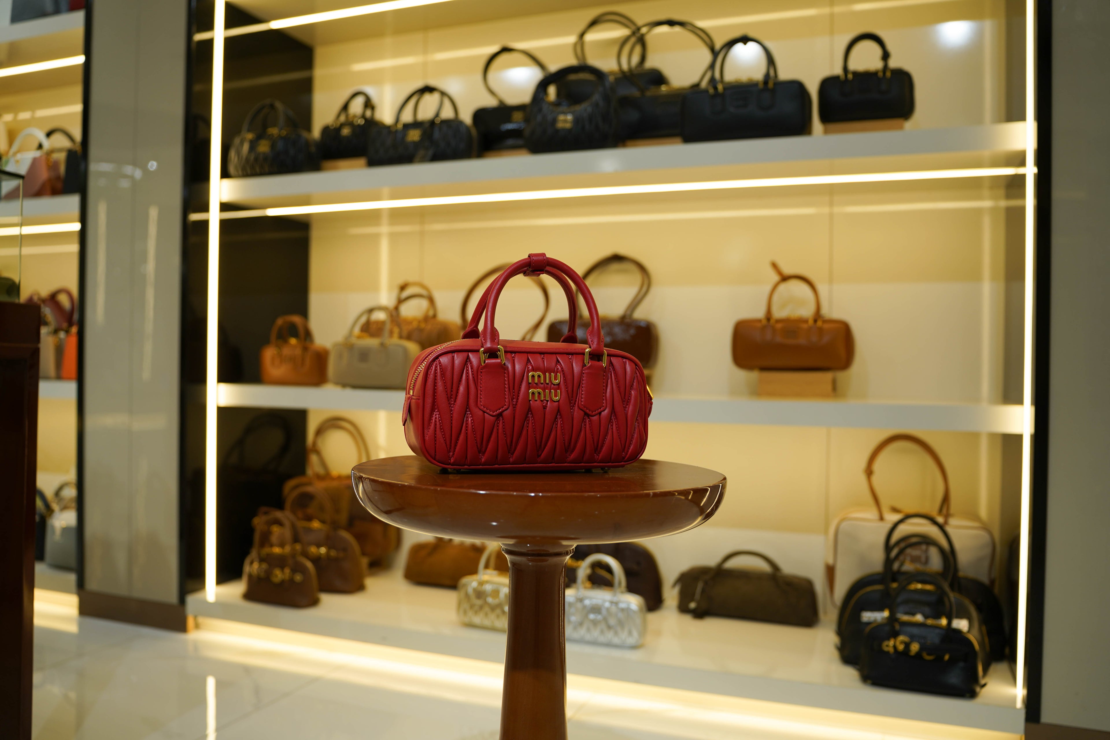 Miu Miu | Arcadie (Medium) – Leather – Red – Gold Hardware